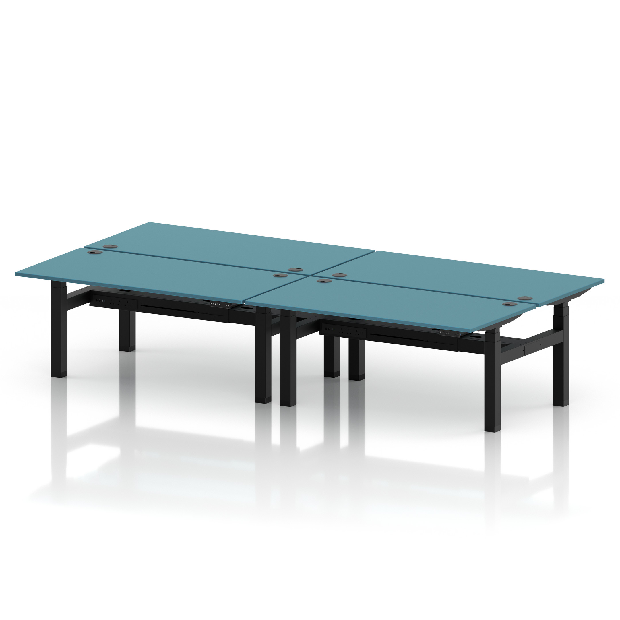 Air Back-to-Back Height Adjustable Bench Desk - 4 Person