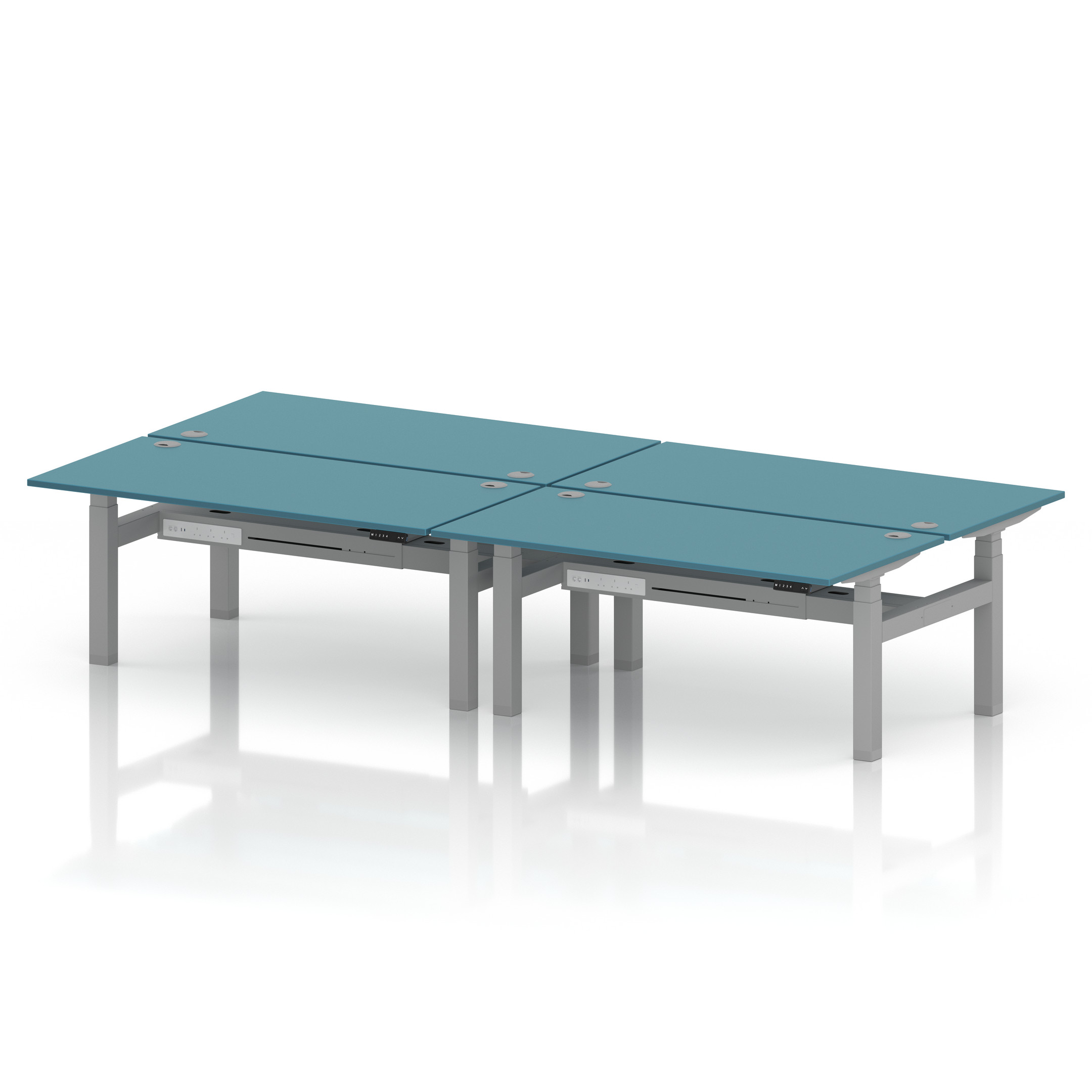 Air Back-to-Back Height Adjustable Bench Desk - 4 Person