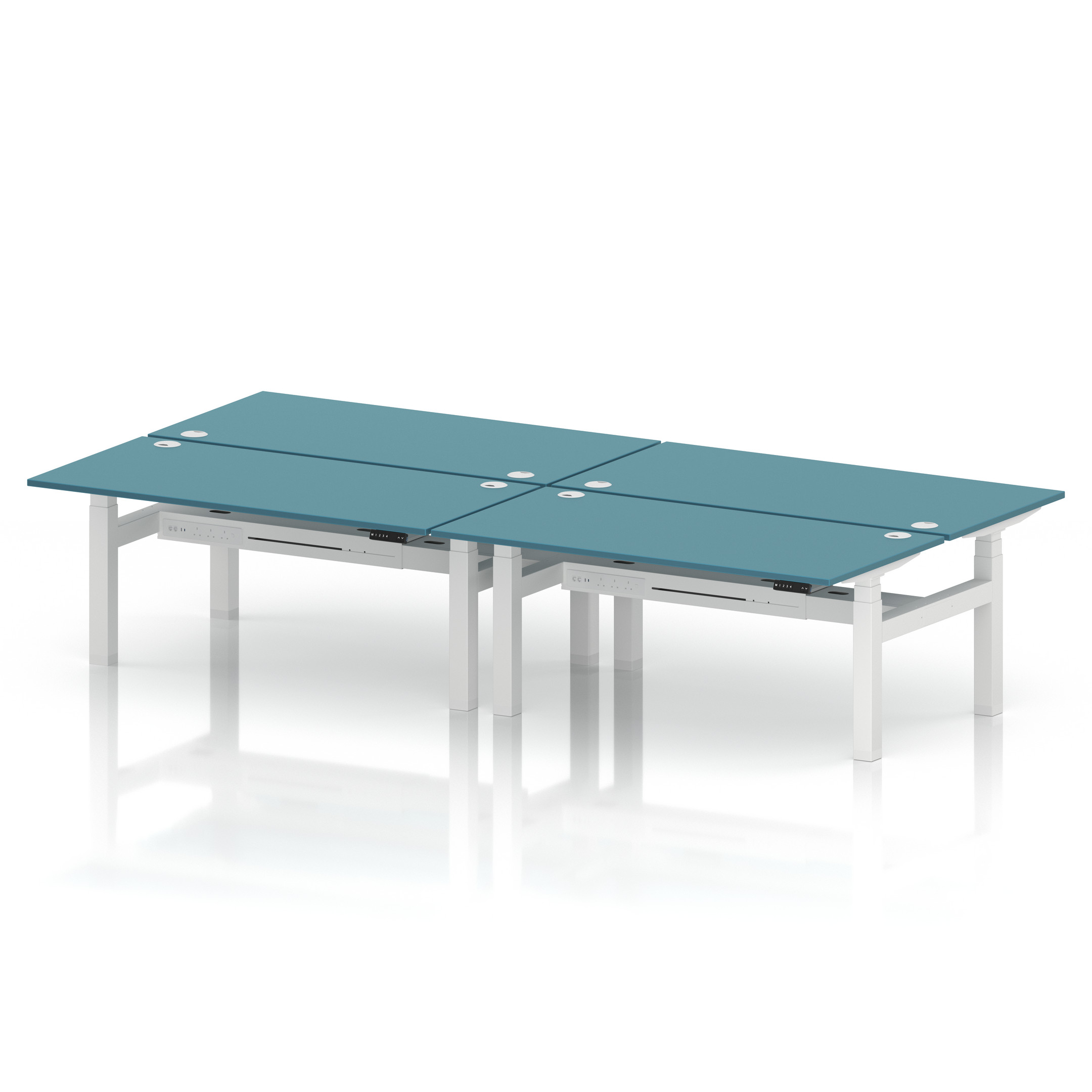 Air Back-to-Back Height Adjustable Bench Desk - 4 Person