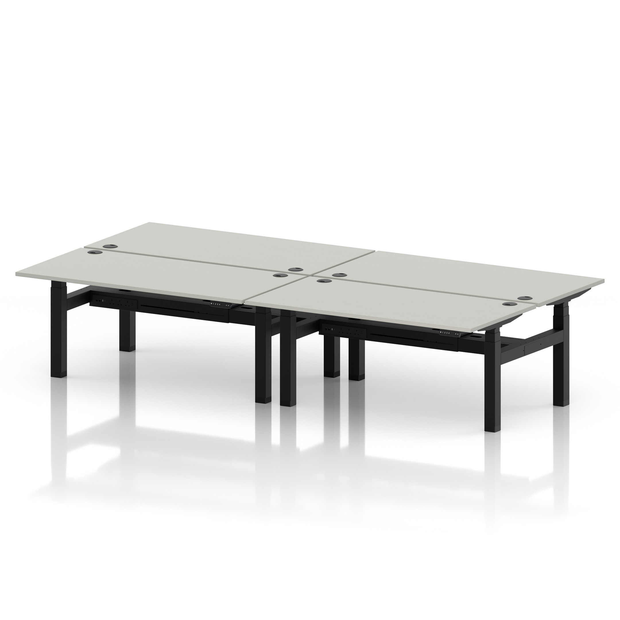 Air Back-to-Back Height Adjustable Bench Desk - 4 Person