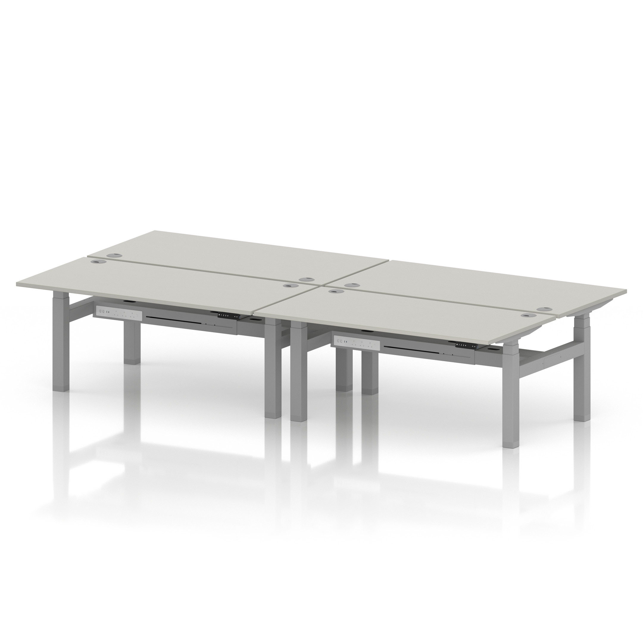 Air Back-to-Back Height Adjustable Bench Desk - 4 Person