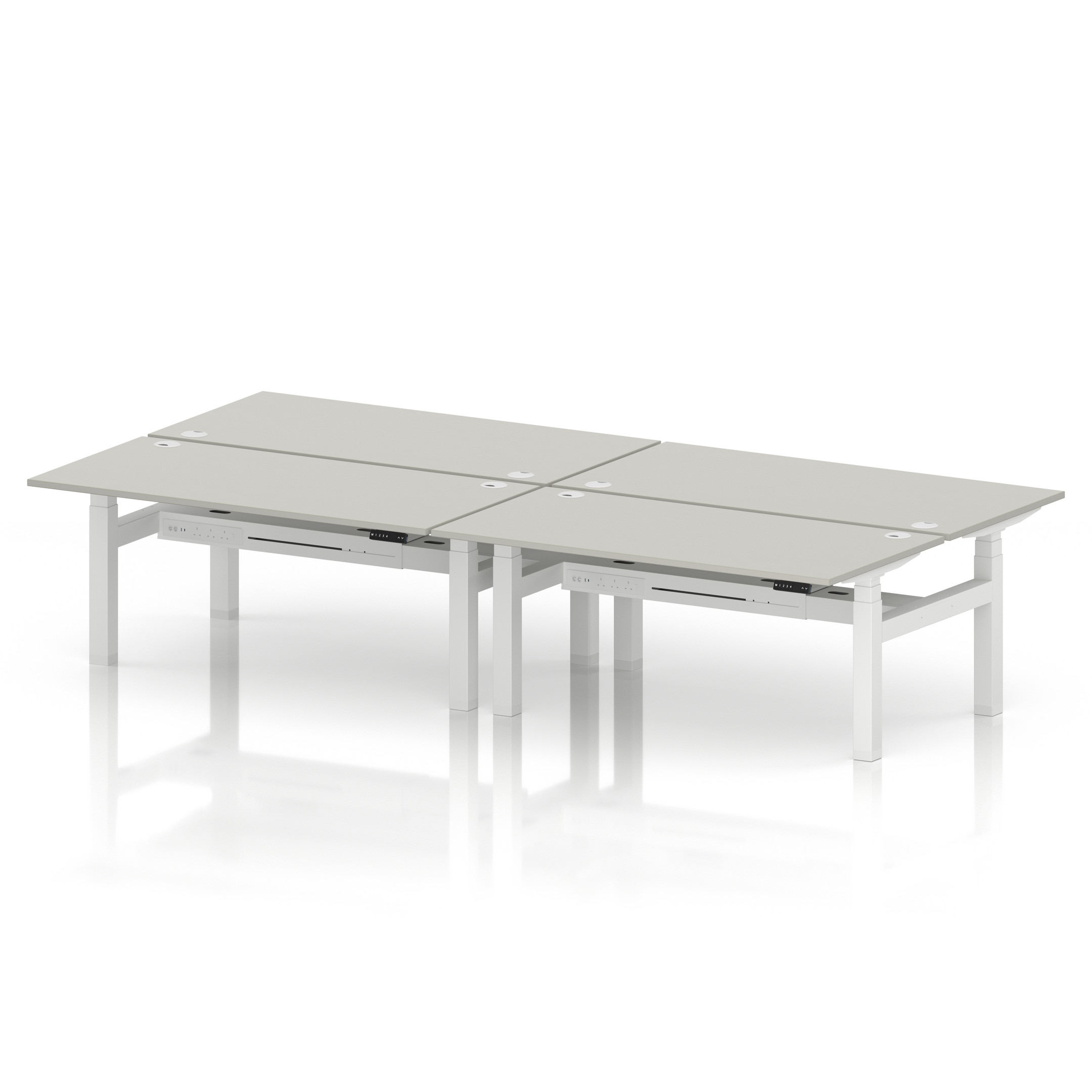 Air Back-to-Back Height Adjustable Bench Desk - 4 Person