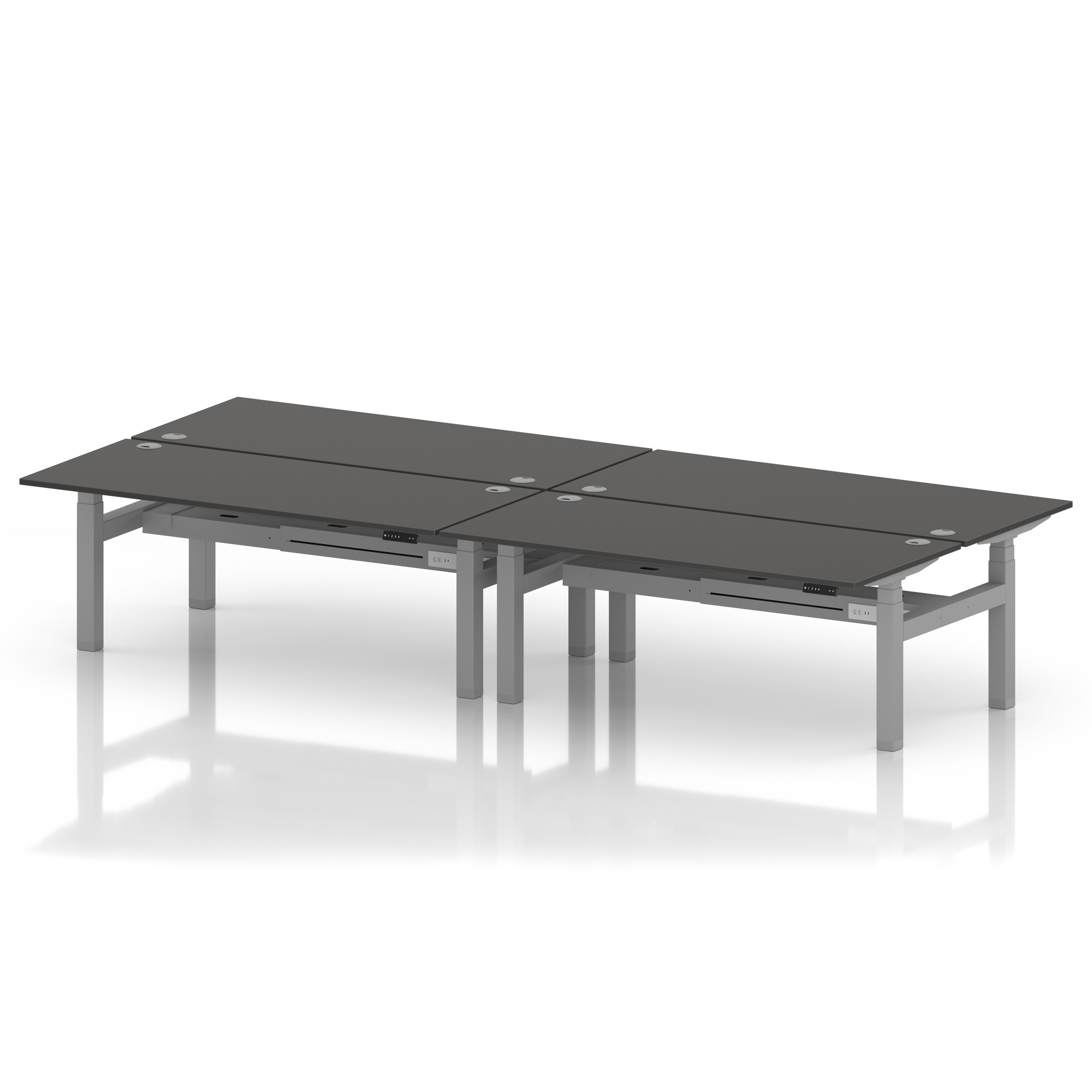 Air Back-to-Back Height Adjustable Bench Desk - 4 Person