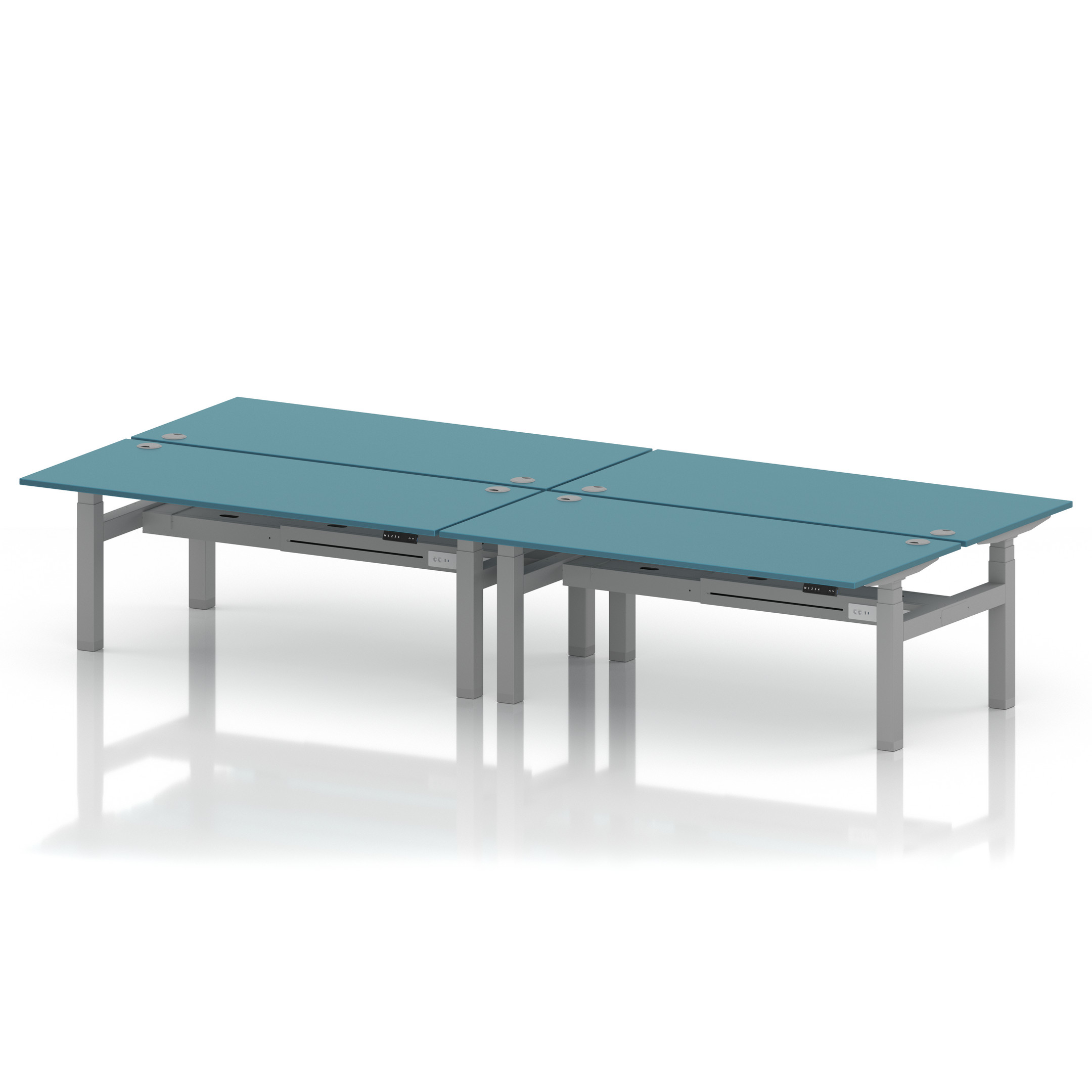 Air Back-to-Back Height Adjustable Bench Desk - 4 Person