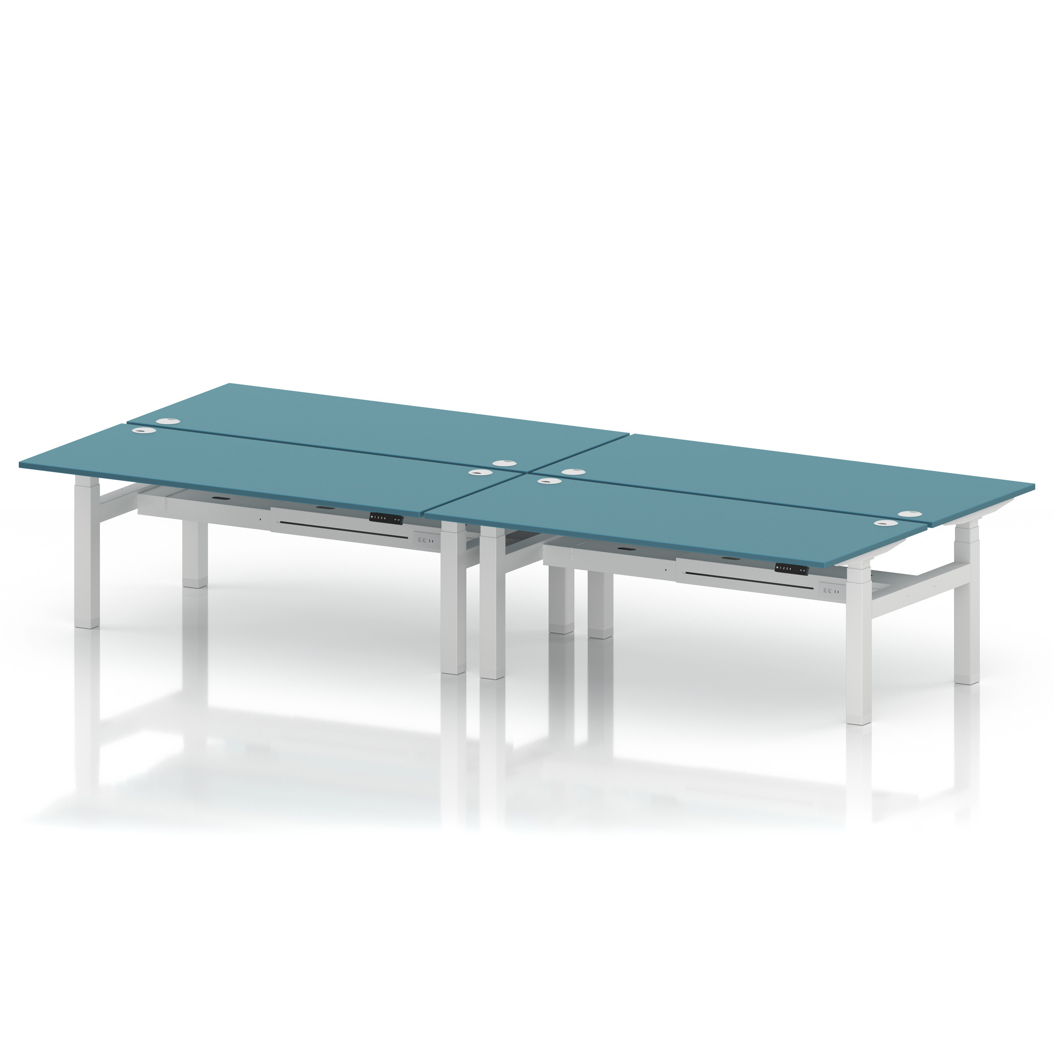 Air Back-to-Back Height Adjustable Bench Desk - 4 Person