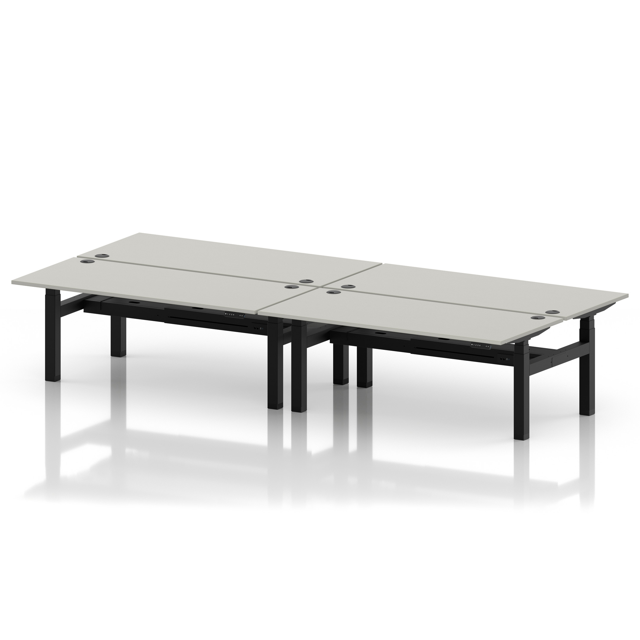 Air Back-to-Back Height Adjustable Bench Desk - 4 Person
