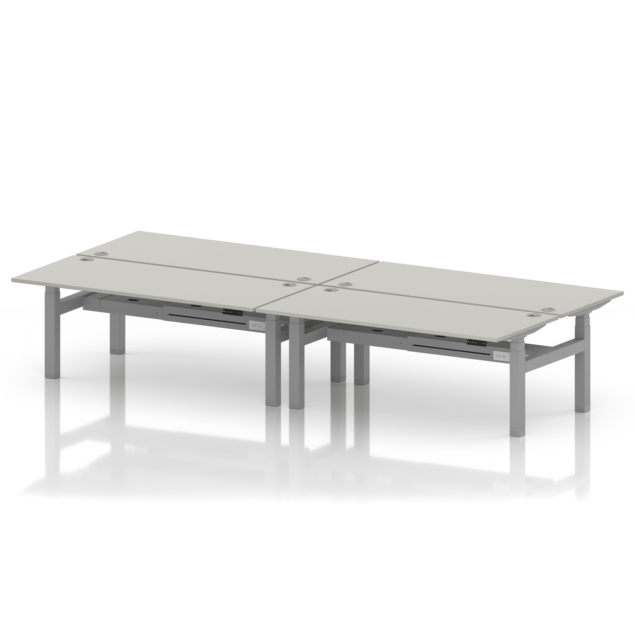 Air Back-to-Back Height Adjustable Bench Desk - 4 Person