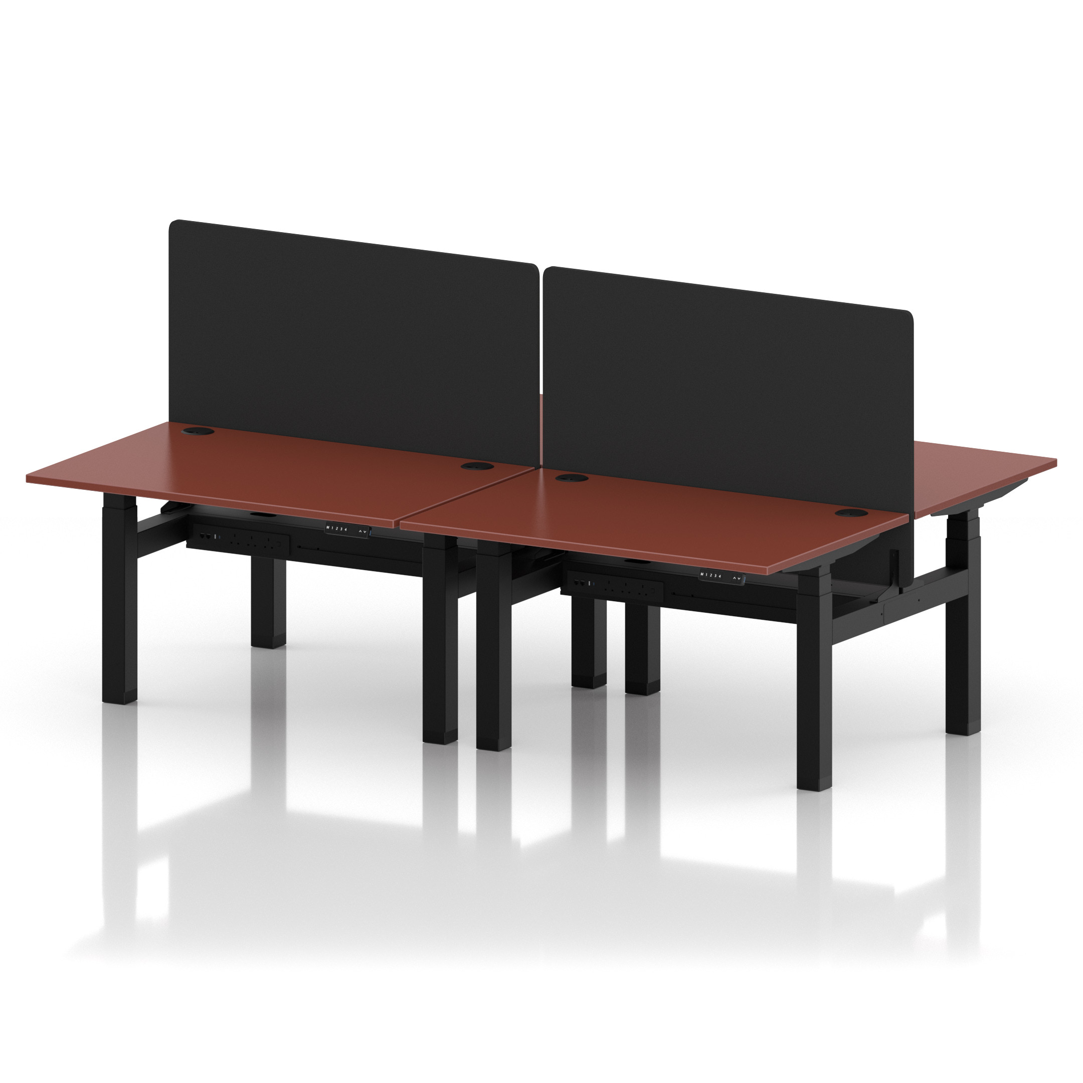 Air Back-to-Back Height Adjustable Bench Desk - 4 Person