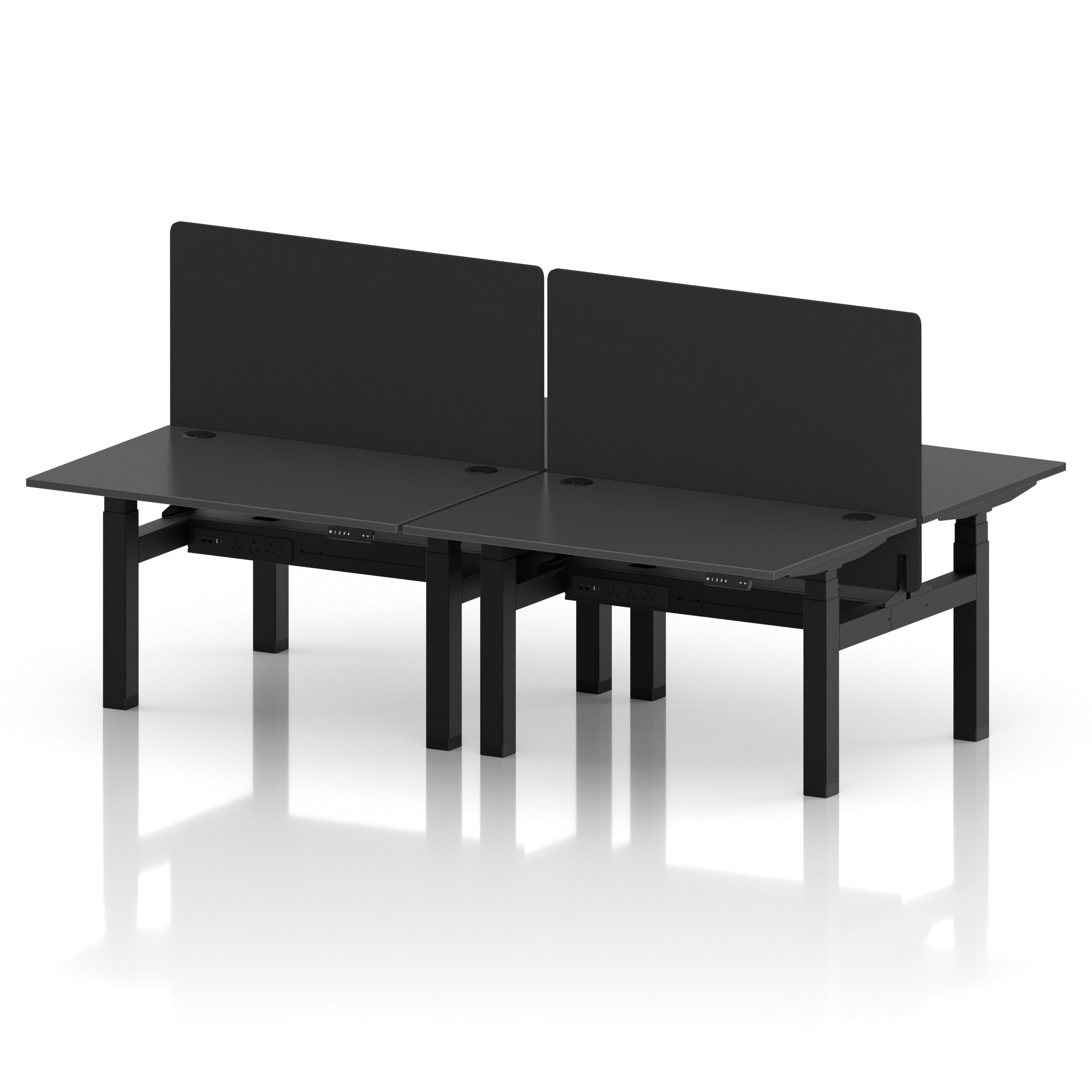 Air Back-to-Back Height Adjustable Bench Desk - 4 Person