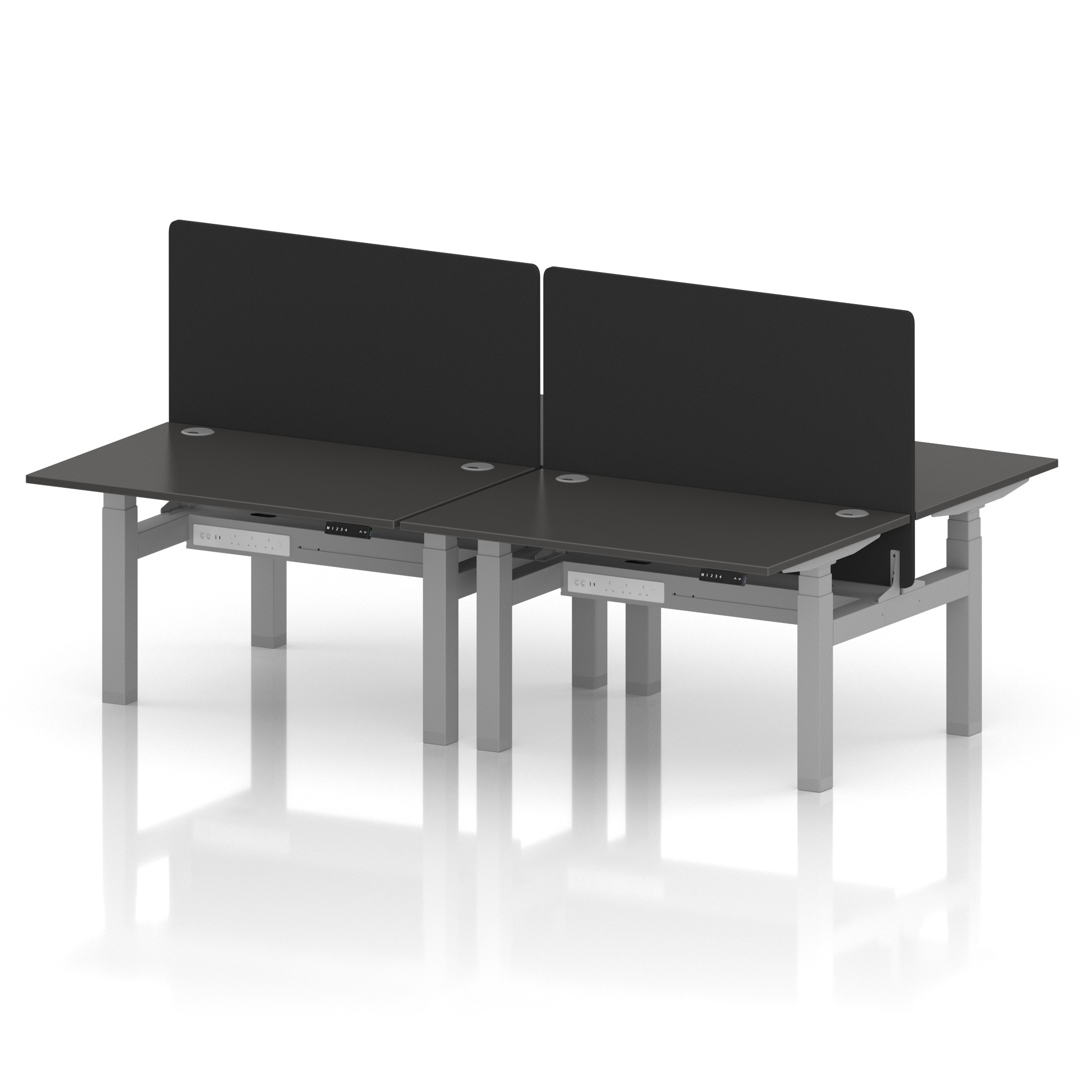 Air Back-to-Back Height Adjustable Bench Desk - 4 Person