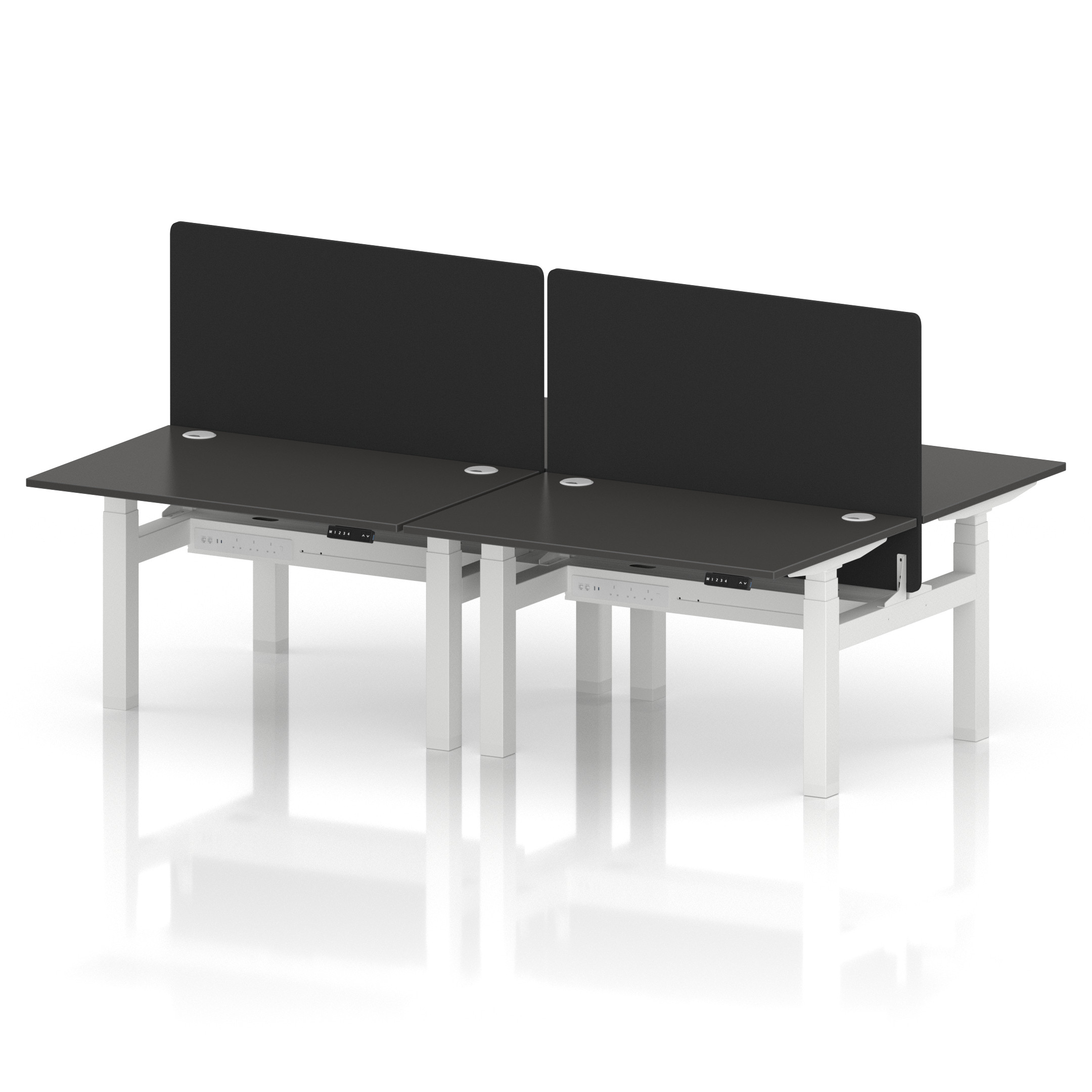 Air Back-to-Back Height Adjustable Bench Desk - 4 Person