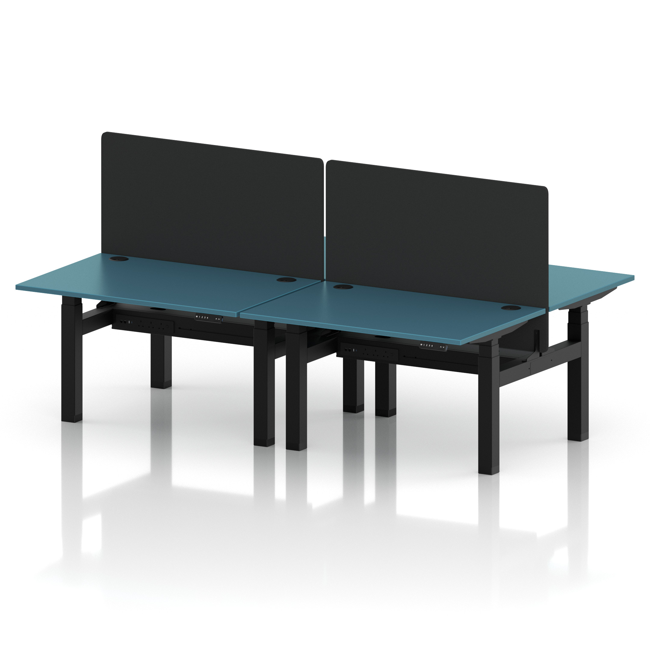 Air Back-to-Back Height Adjustable Bench Desk - 4 Person
