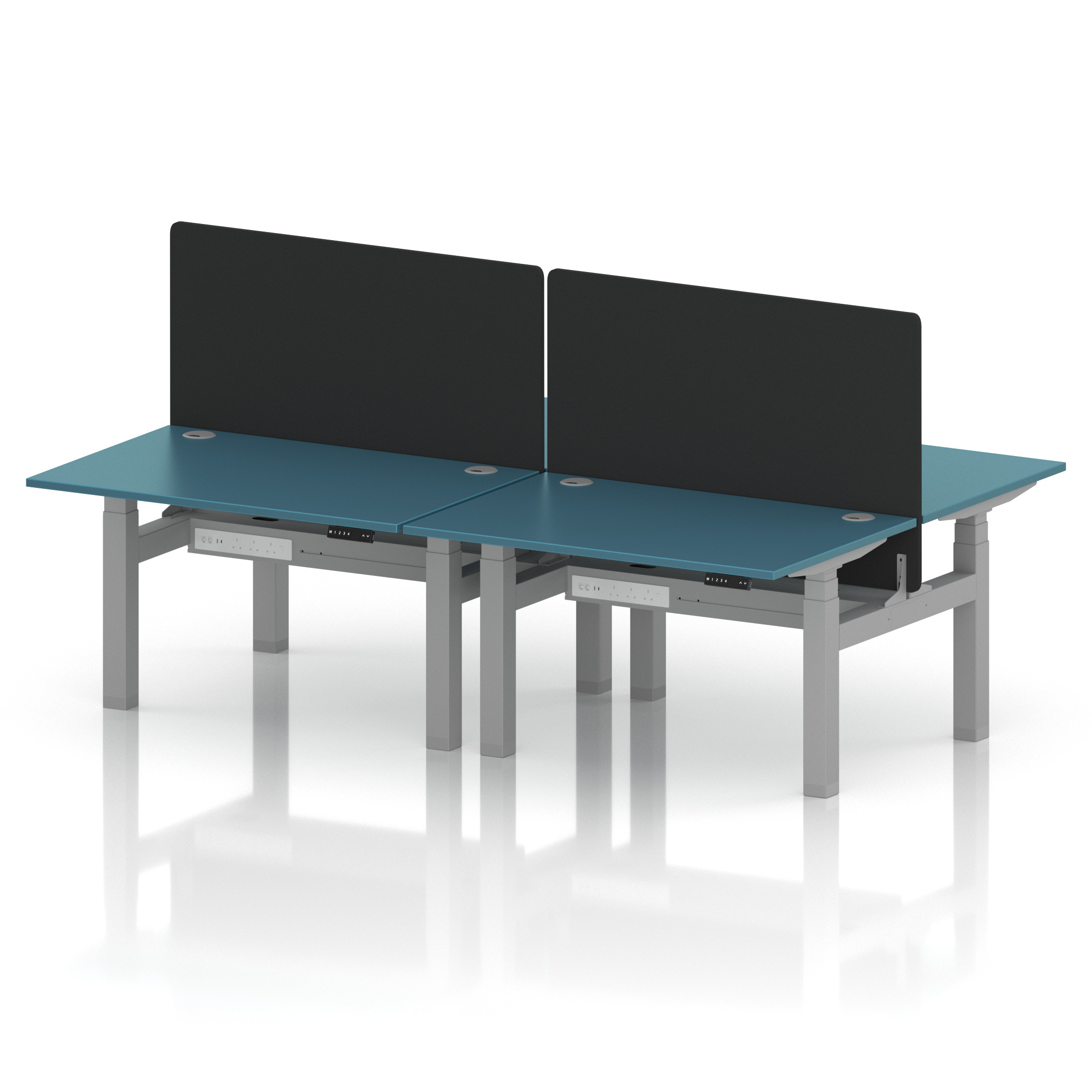 Air Back-to-Back Height Adjustable Bench Desk - 4 Person
