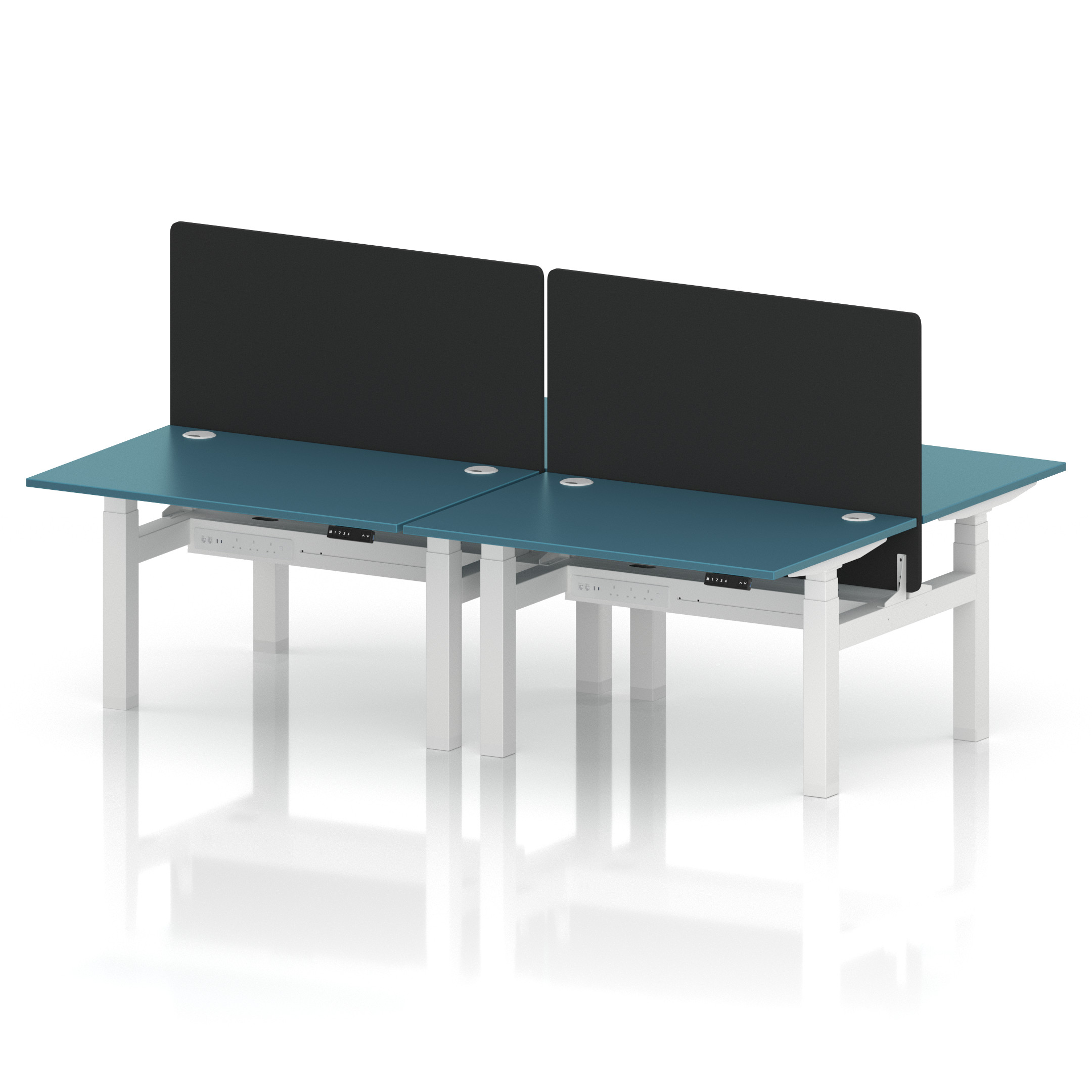 Air Back-to-Back Height Adjustable Bench Desk - 4 Person