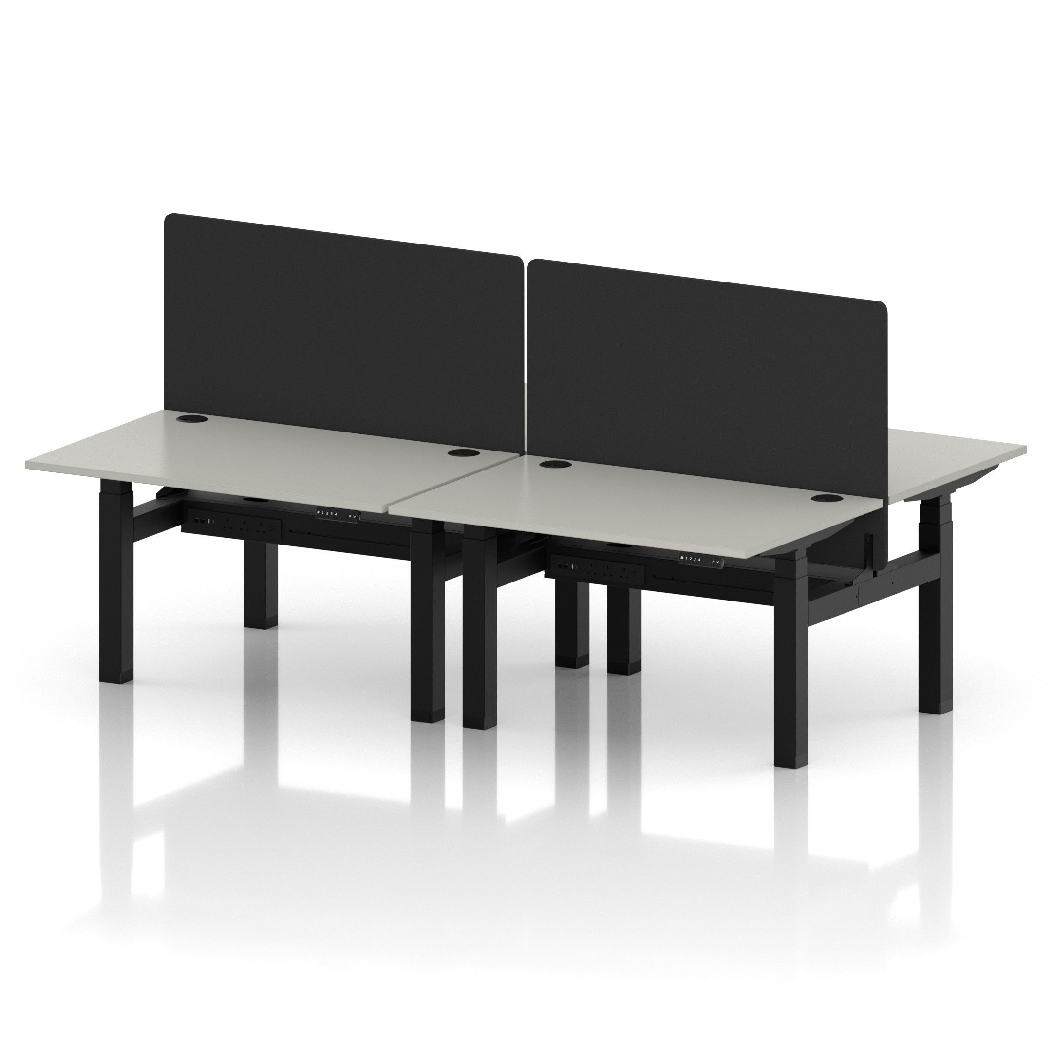 Air Back-to-Back Height Adjustable Bench Desk - 4 Person