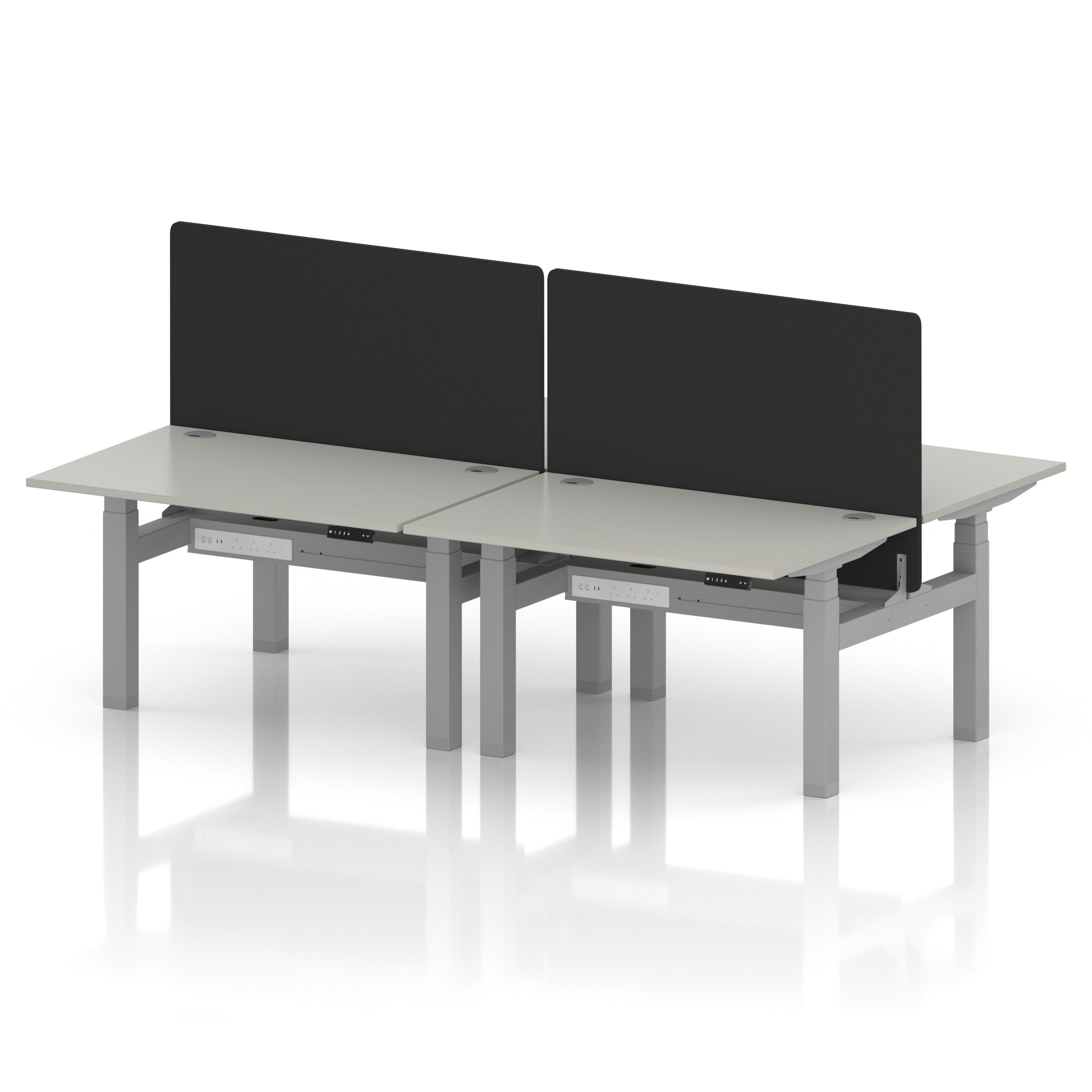 Air Back-to-Back Height Adjustable Bench Desk - 4 Person