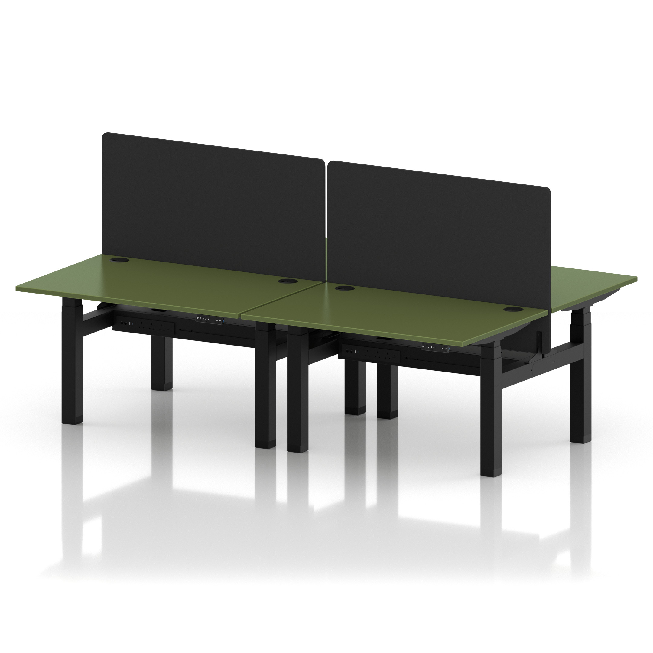 Air Back-to-Back Height Adjustable Bench Desk - 4 Person