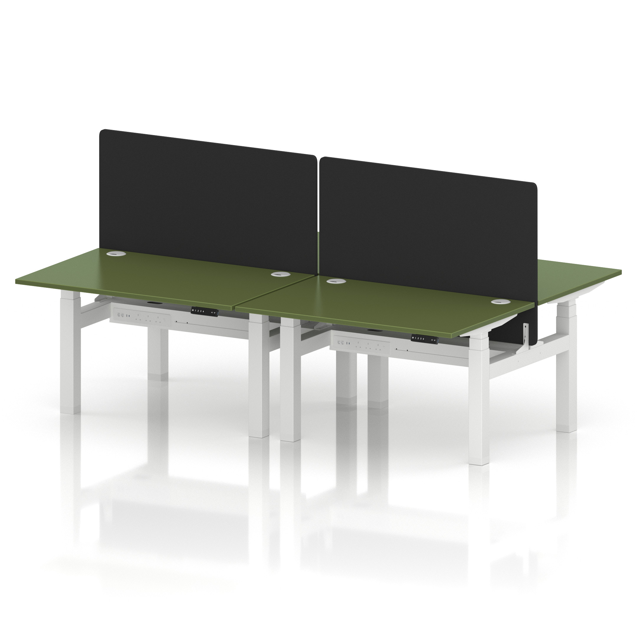 Air Back-to-Back Height Adjustable Bench Desk - 4 Person