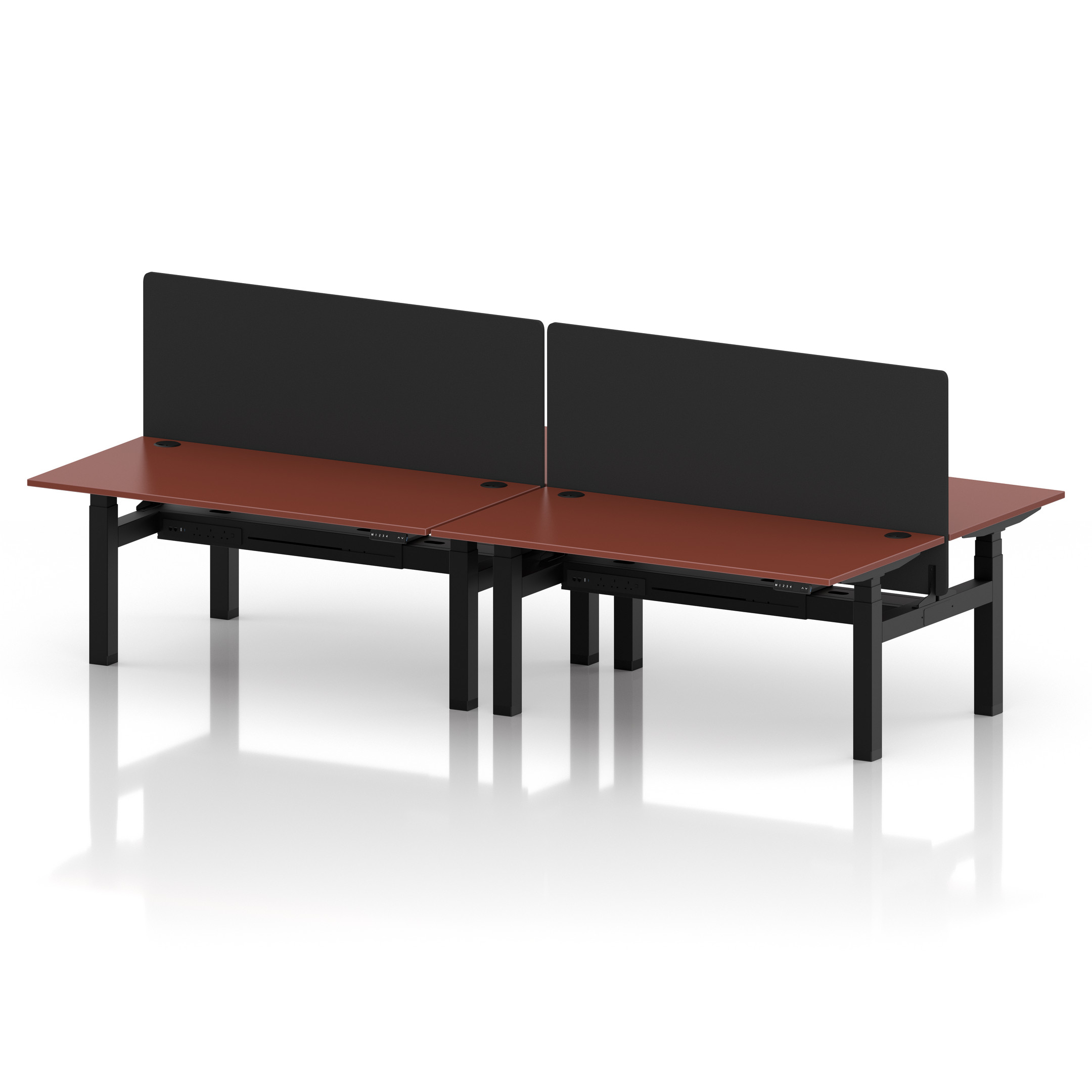 Air Back-to-Back Height Adjustable Bench Desk - 4 Person