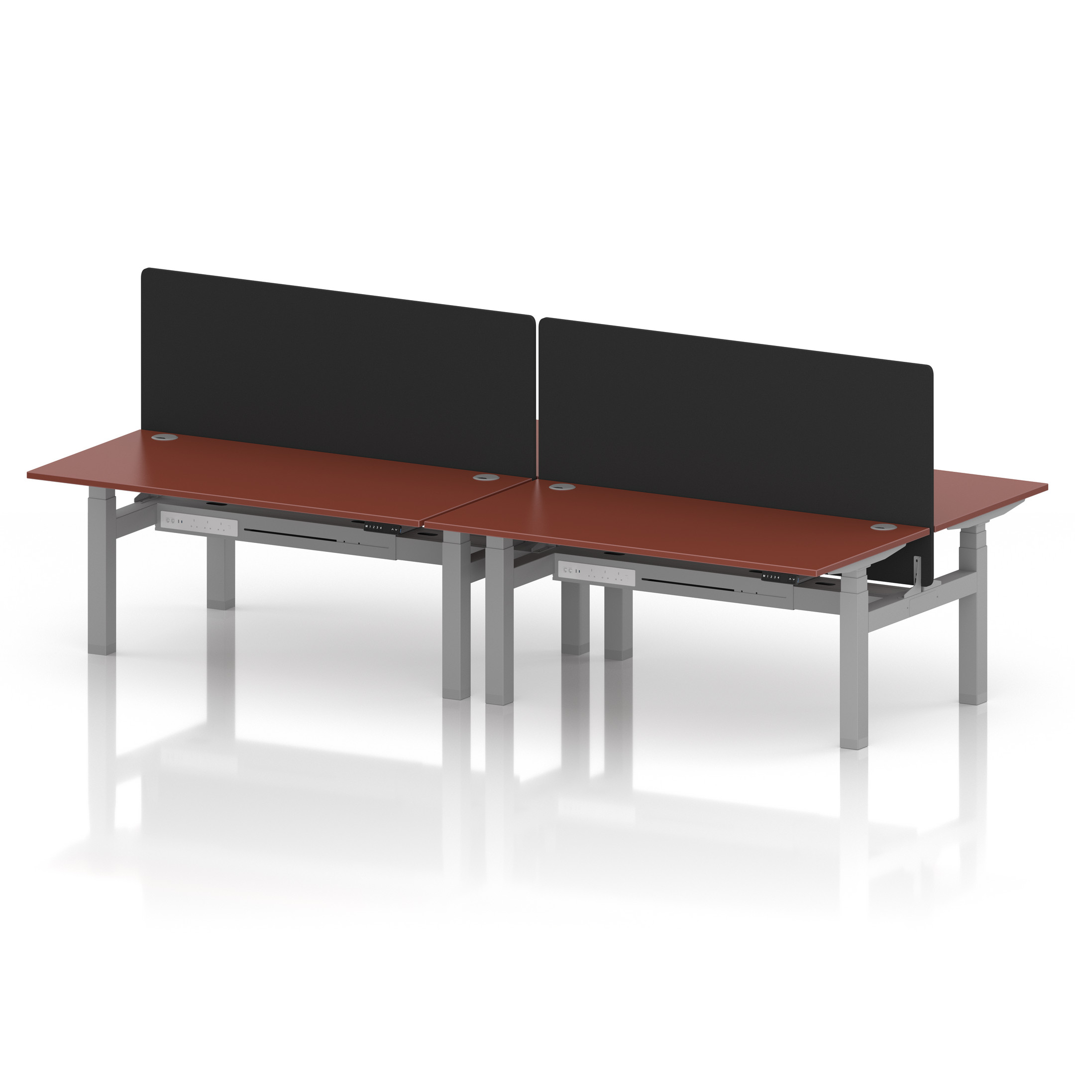 Air Back-to-Back Height Adjustable Bench Desk - 4 Person