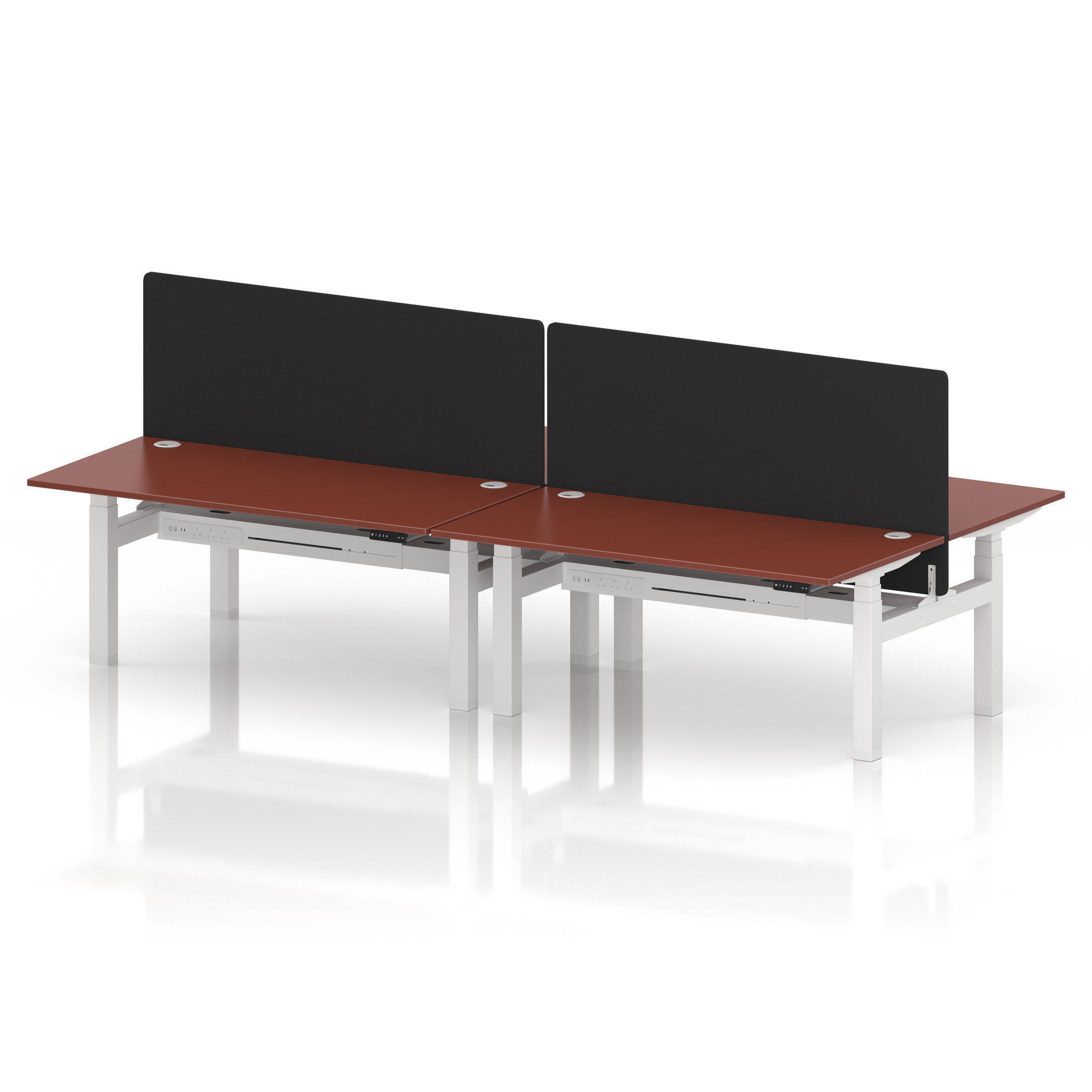 Air Back-to-Back Height Adjustable Bench Desk - 4 Person