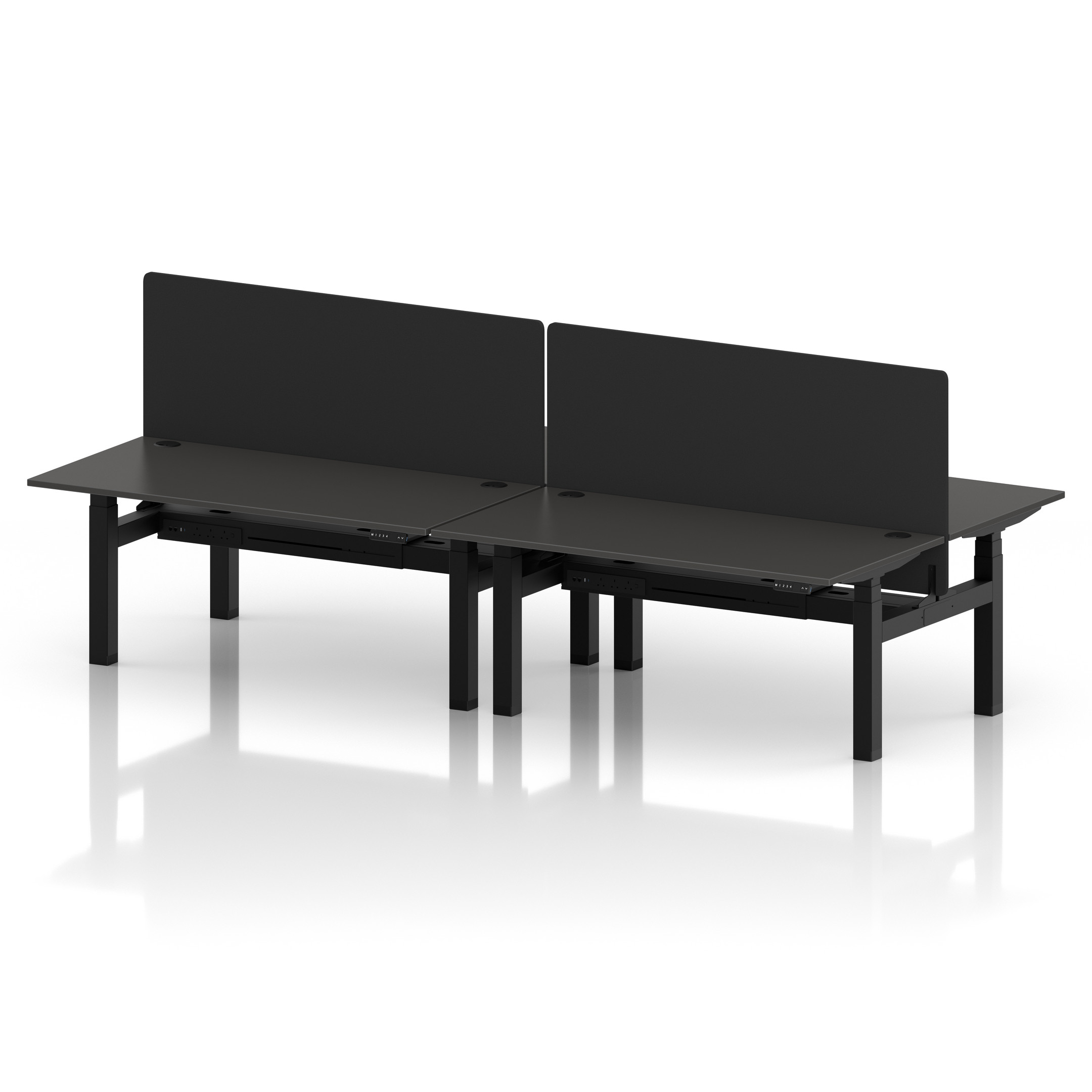 Air Back-to-Back Height Adjustable Bench Desk - 4 Person