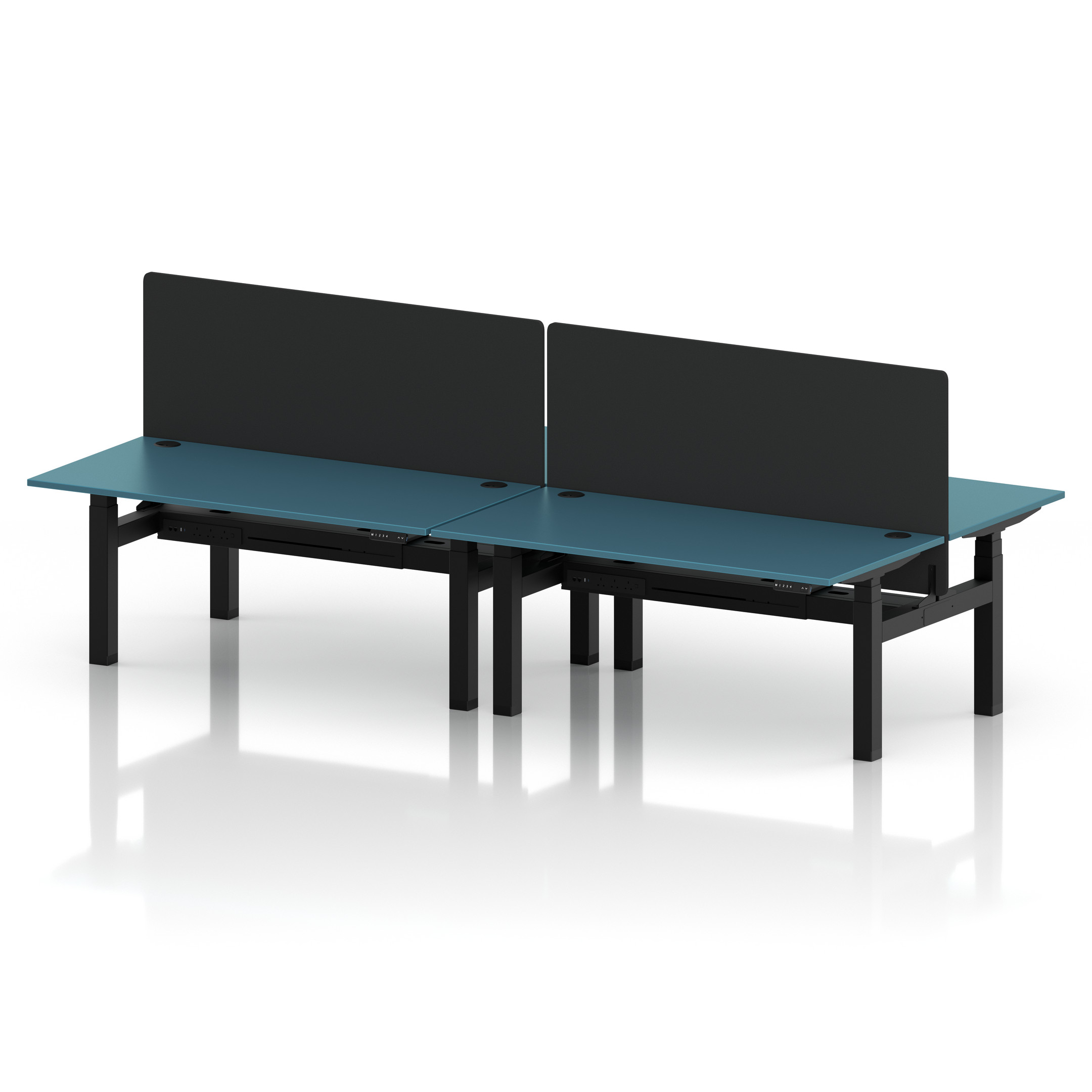 Air Back-to-Back Height Adjustable Bench Desk - 4 Person
