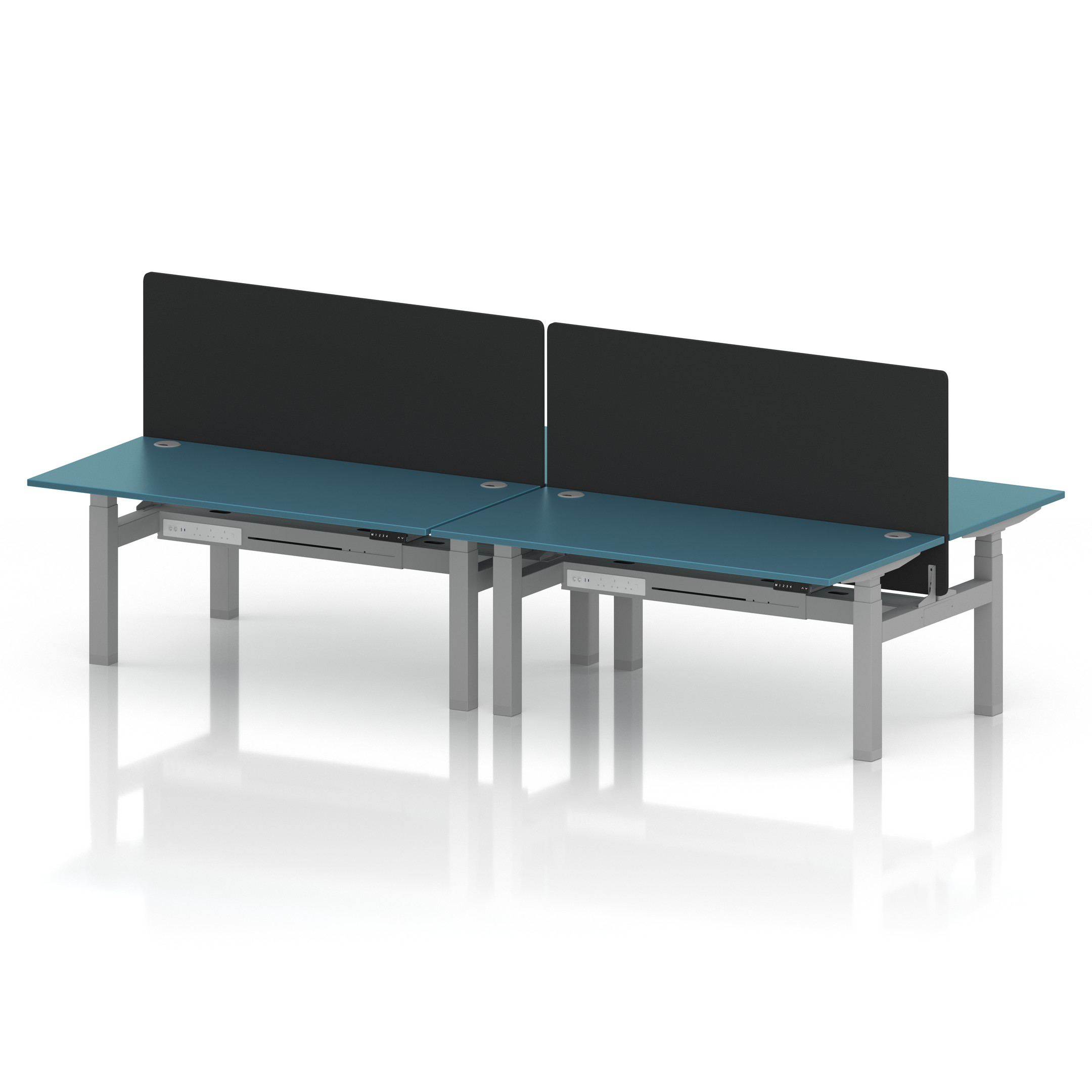 Air Back-to-Back Height Adjustable Bench Desk - 4 Person