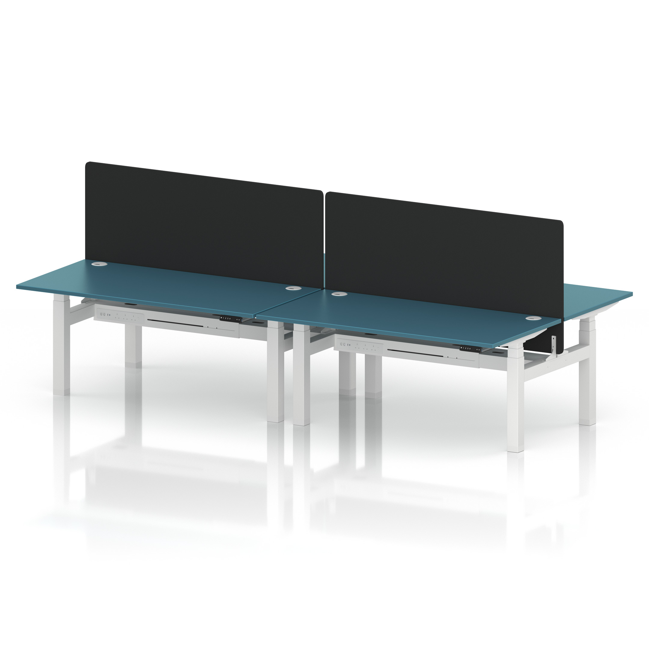 Air Back-to-Back Height Adjustable Bench Desk - 4 Person