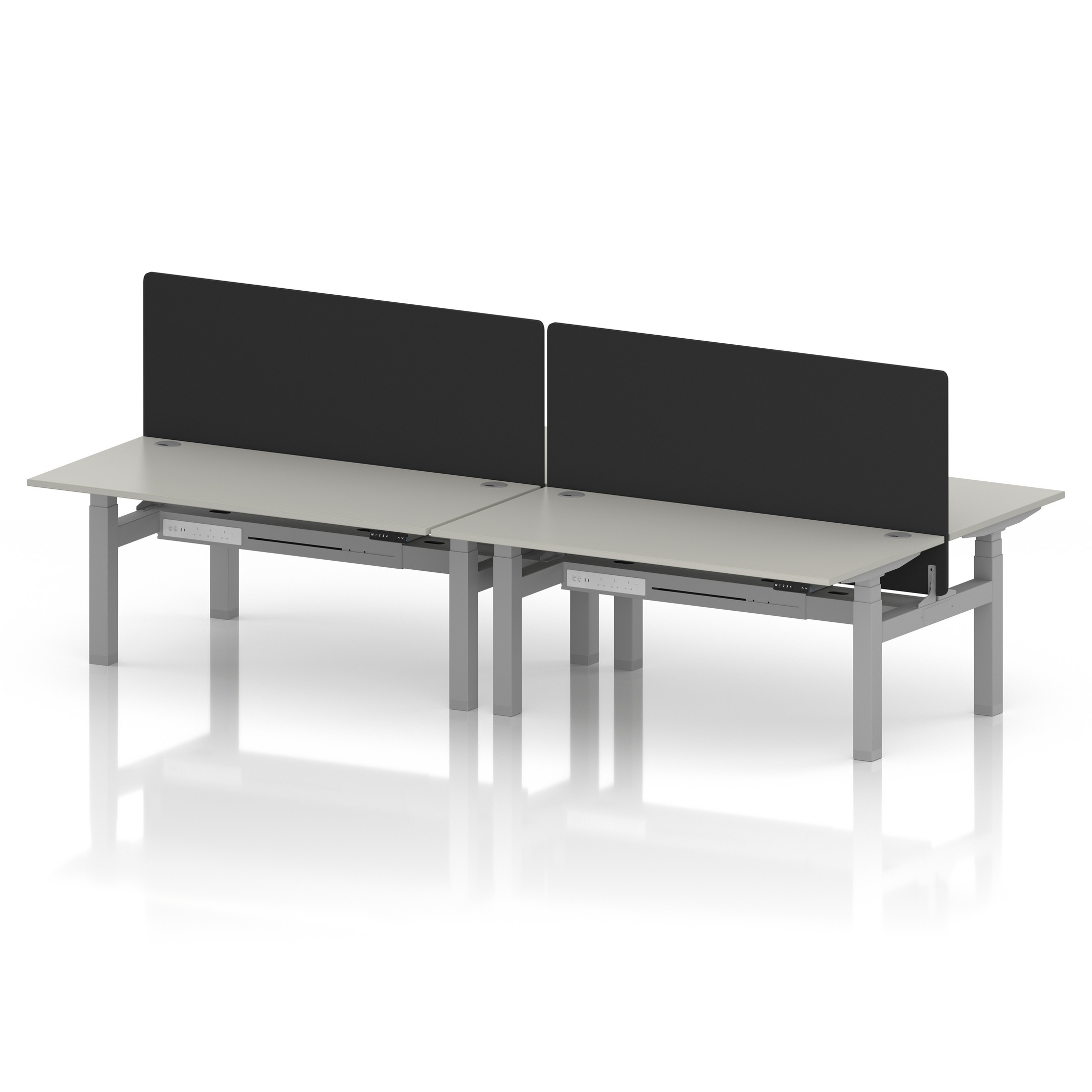 Air Back-to-Back Height Adjustable Bench Desk - 4 Person
