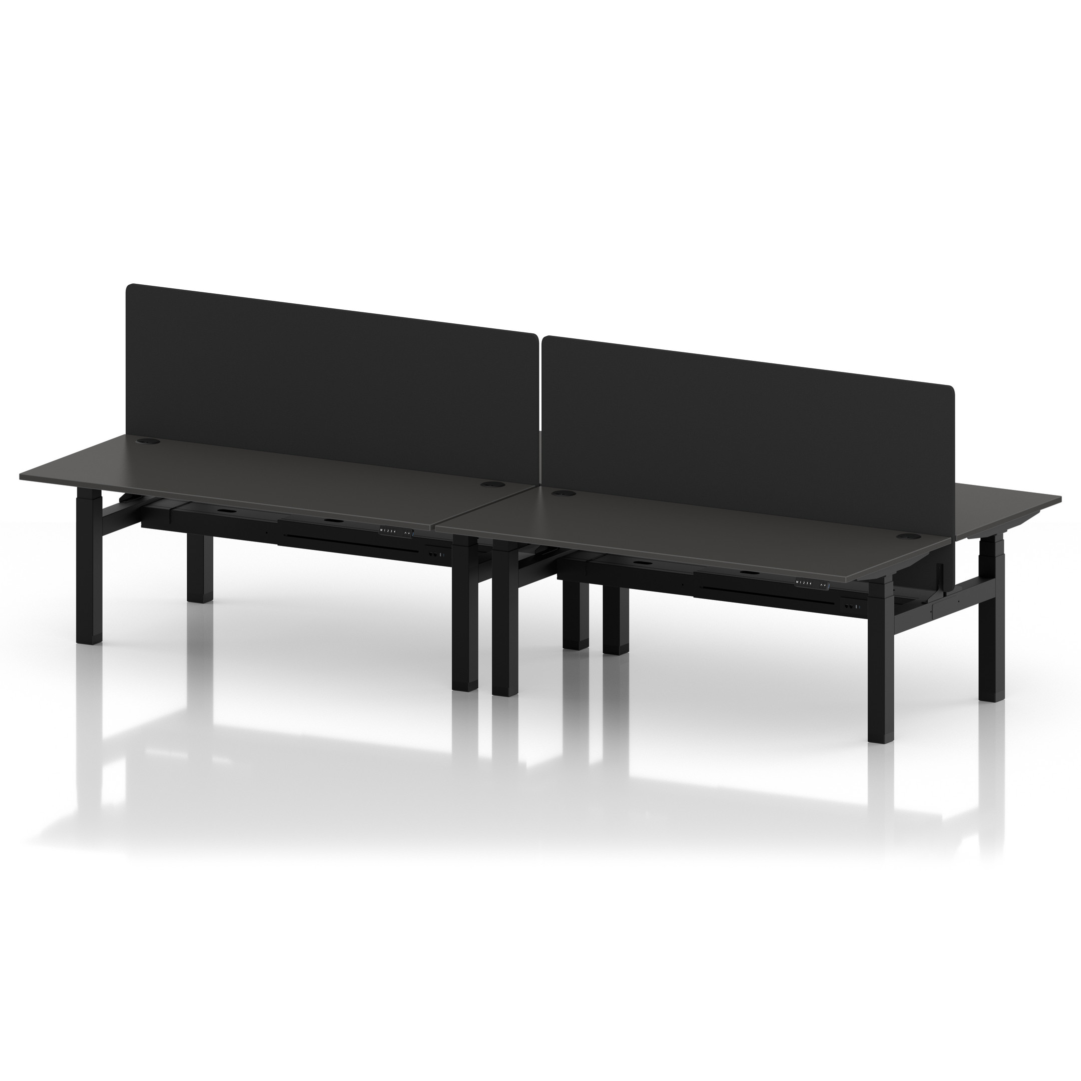 Air Back-to-Back Height Adjustable Bench Desk - 4 Person