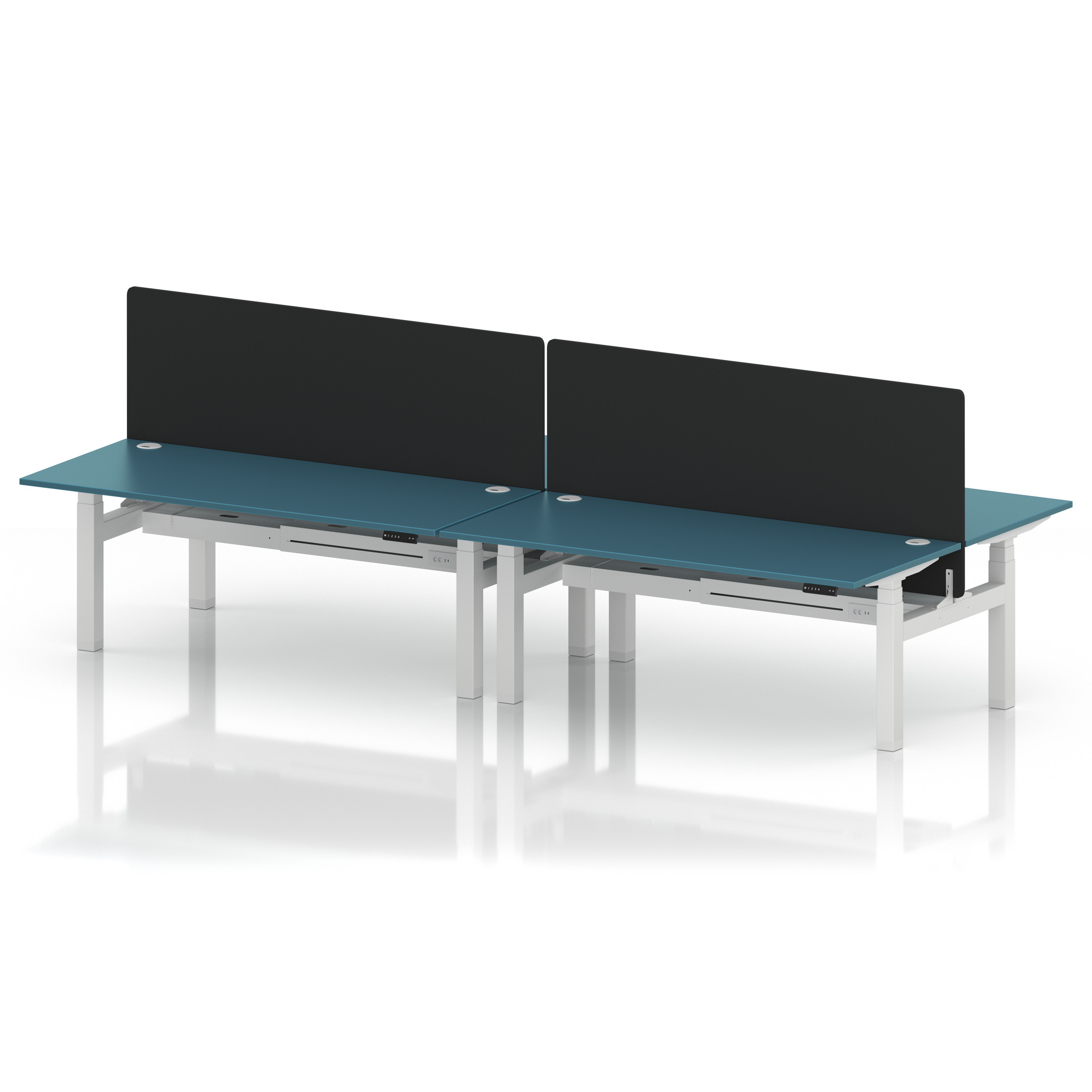 Air Back-to-Back Height Adjustable Bench Desk - 4 Person