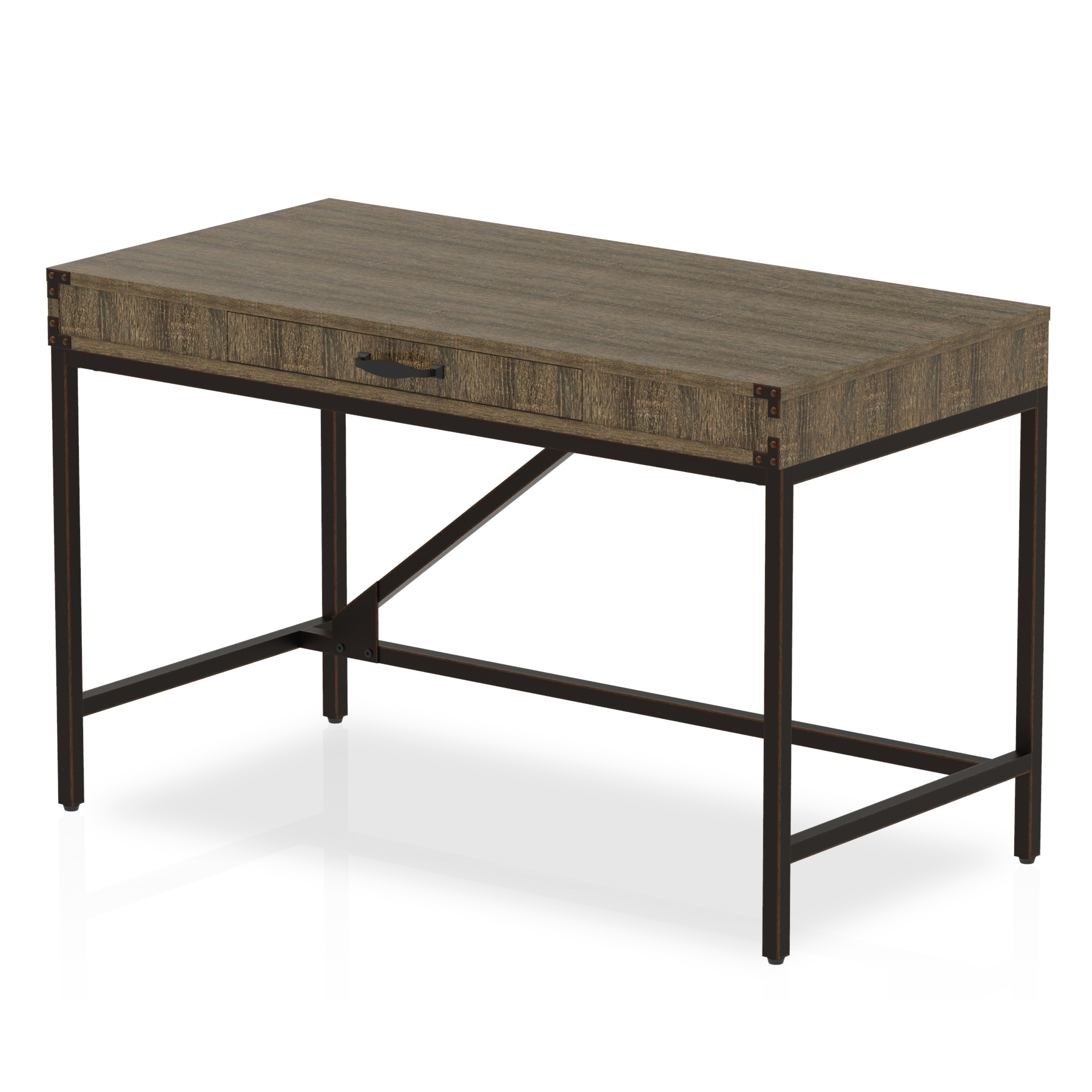 Chester Boutique Desk — Oak / Gunmetal Grey Frame