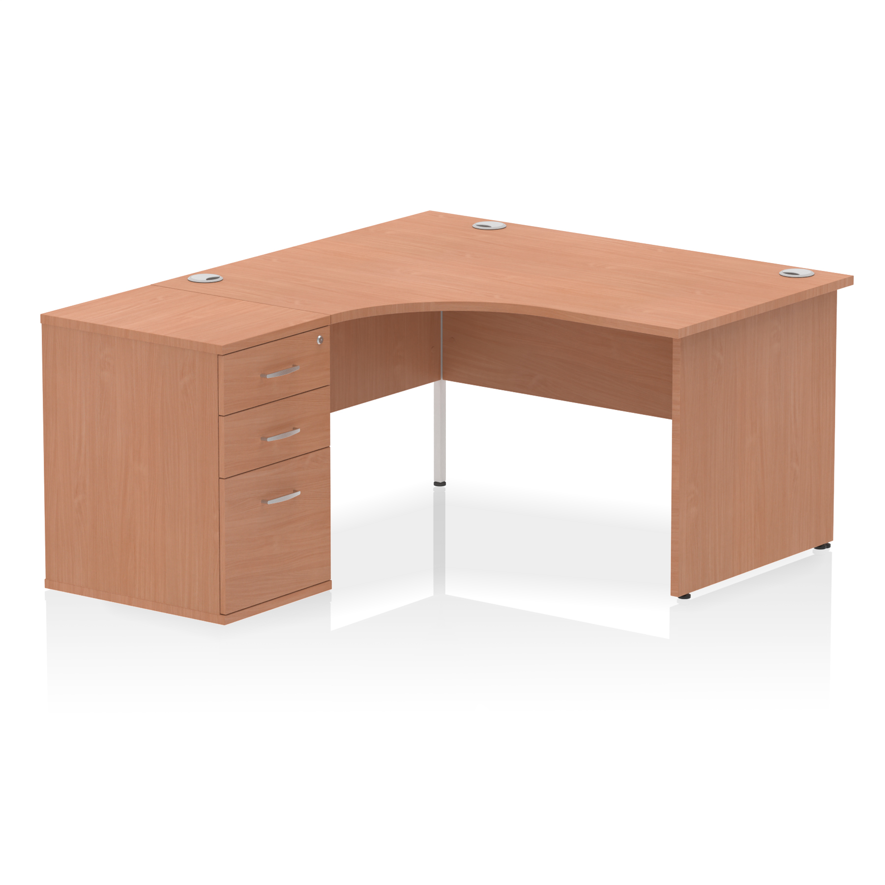Impulse Panel End Crescent Desk Workstation — Beech / Matching Panel Frame