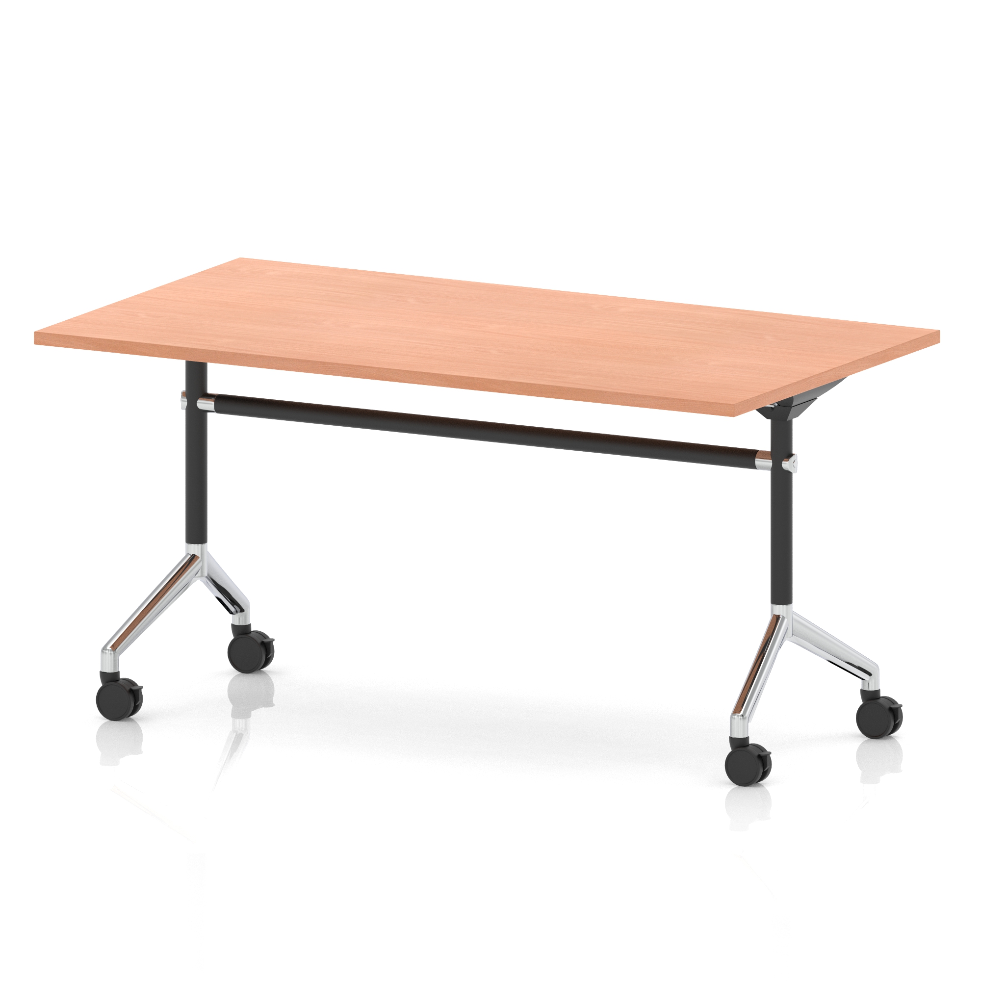 Impulse Flip Top Table — Beech / Silver Frame