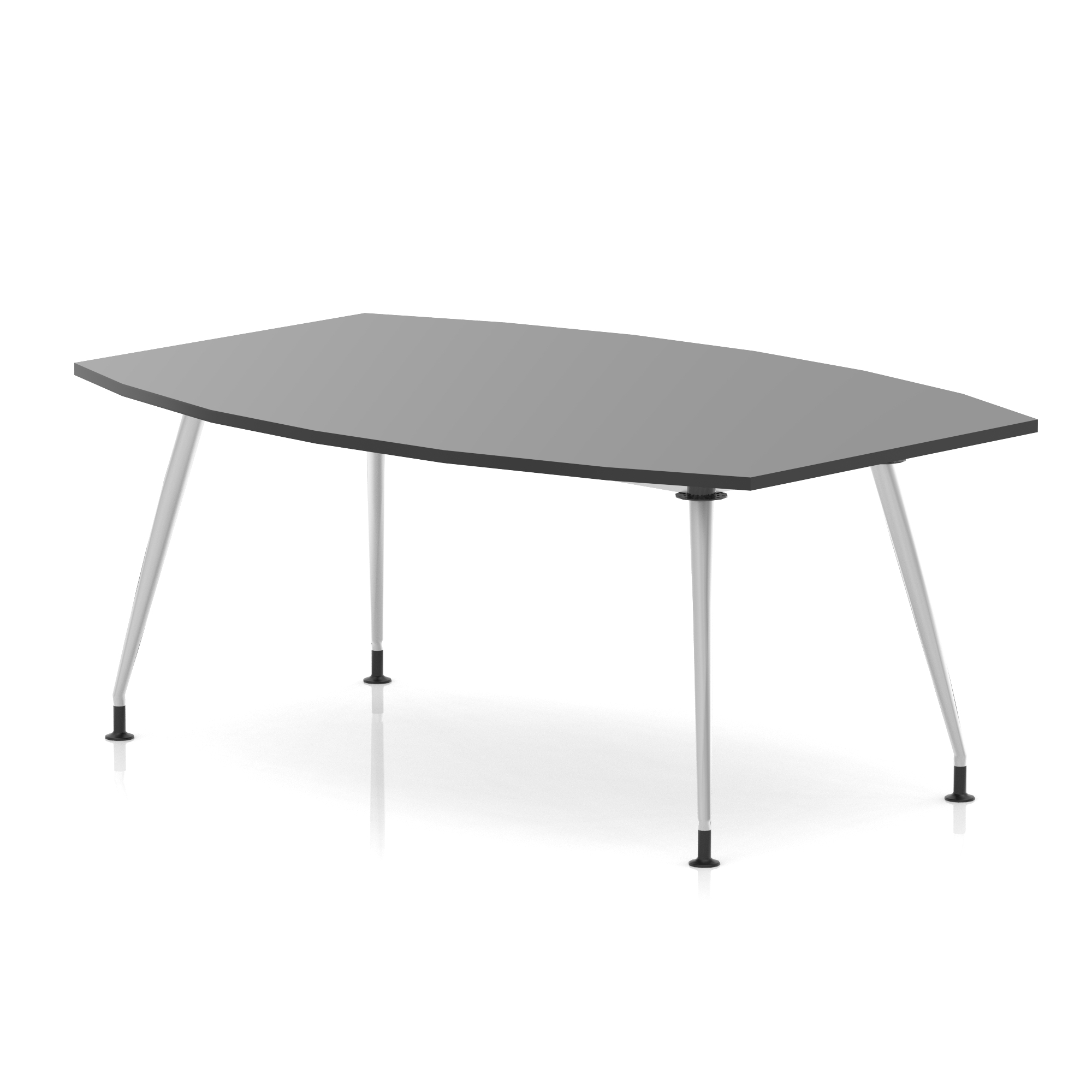 High Gloss Writable Boardroom Table — Black / Silver Frame