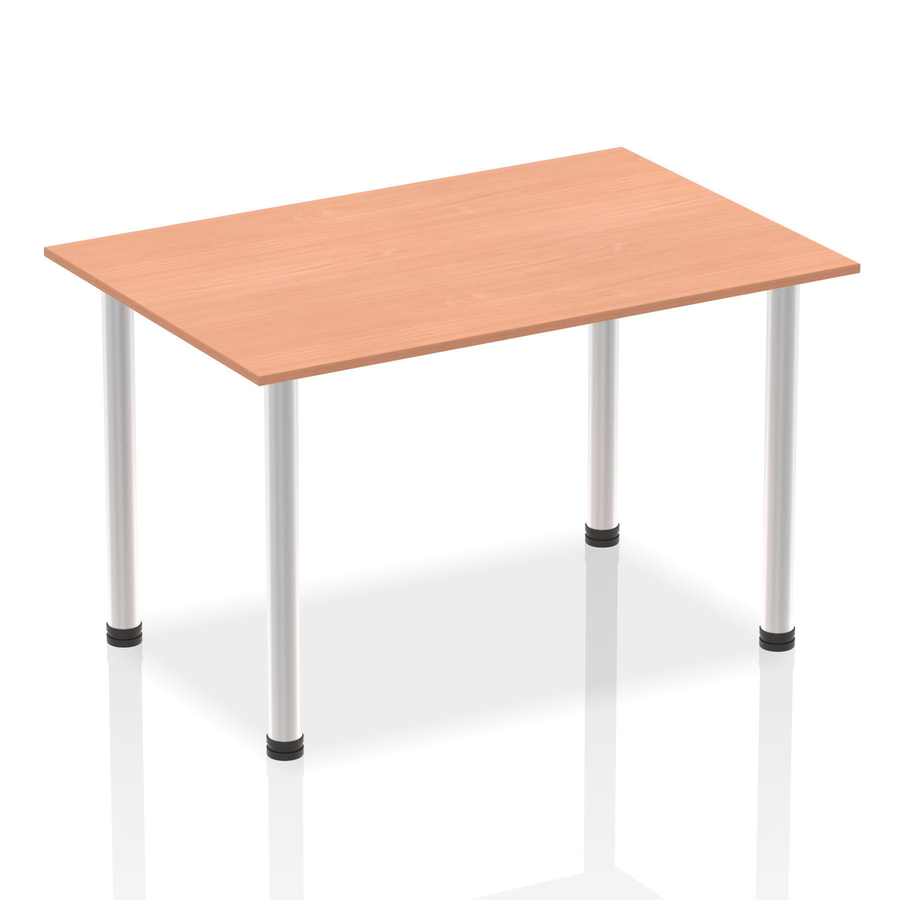 Impulse 1400mm Straight Table With Post Leg — Beech / Aluminium Frame