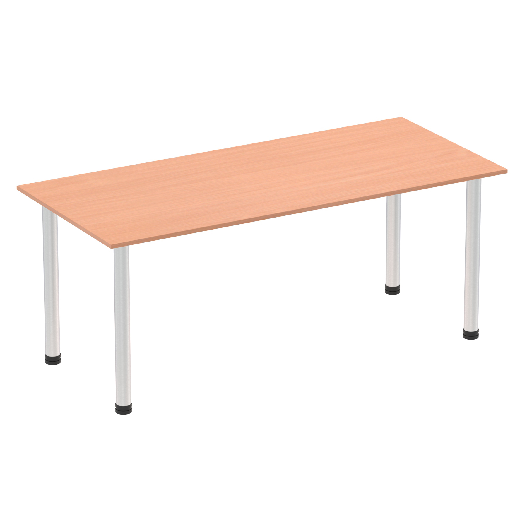 Impulse 1800mm Straight Table With Post Leg — Beech / Aluminium Frame