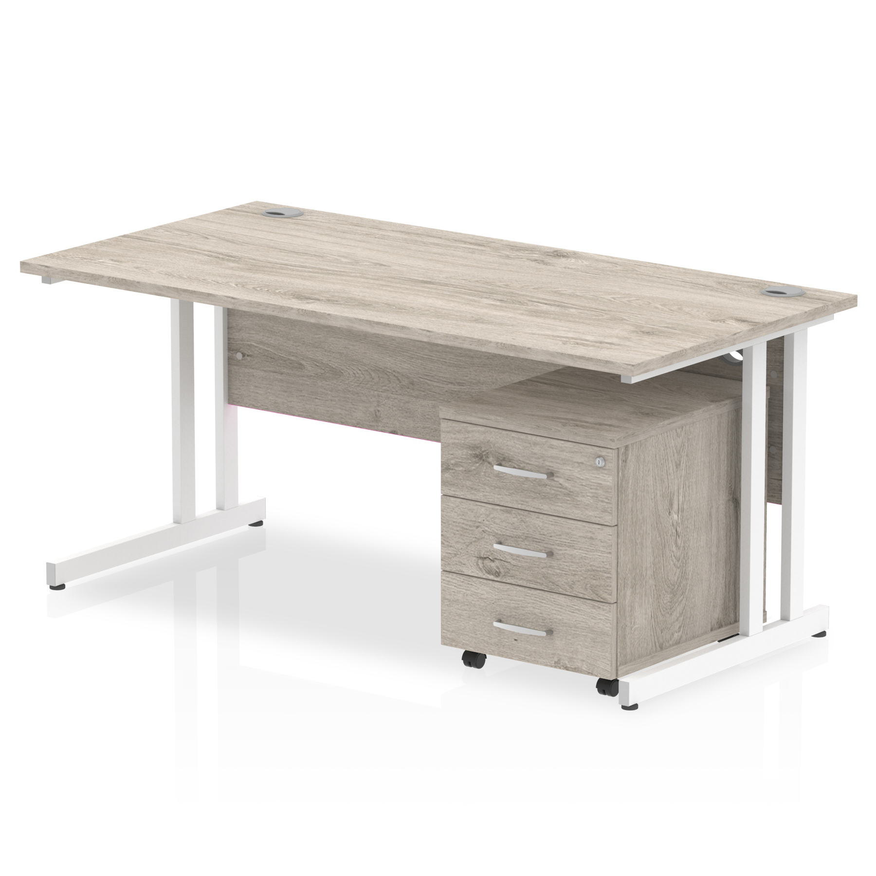 Grey Oak / White Frame