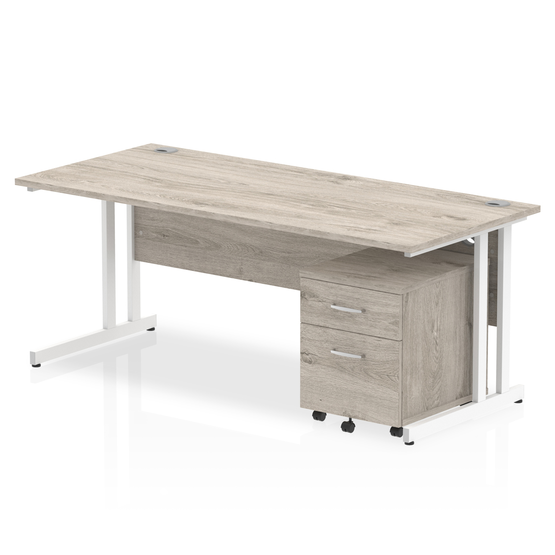 Grey Oak / White Frame