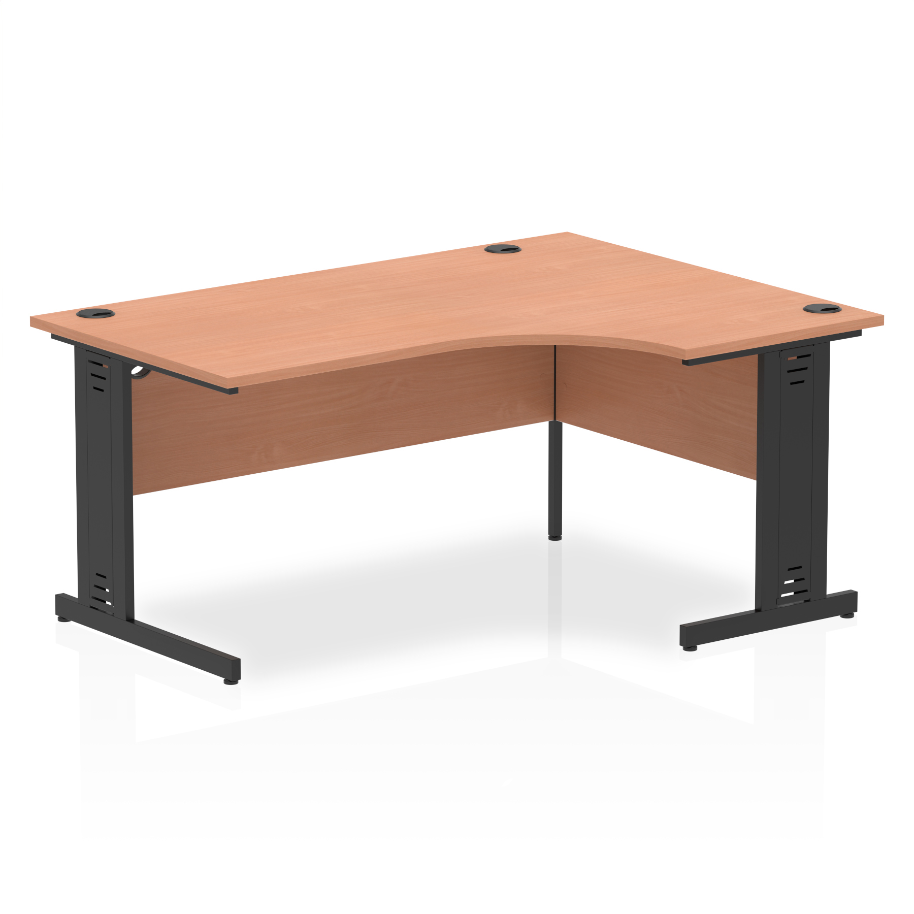 Impulse 1600mm Right Crescent Desk Cable Managed Leg — Beech / Black Frame