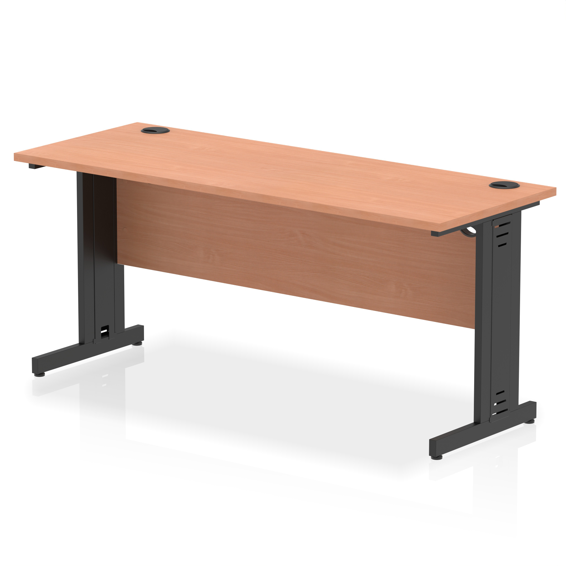Impulse 1600mm Slimline Desk Cable Managed Leg — Beech / Black Frame