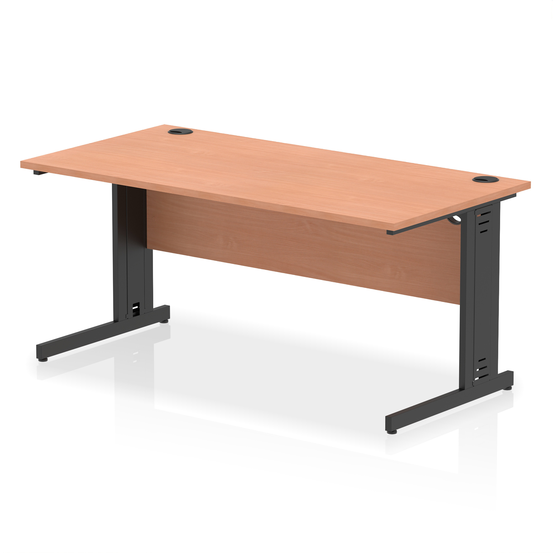 Impulse 1600mm Straight Desk Cable Managed Leg — Beech / Black Frame