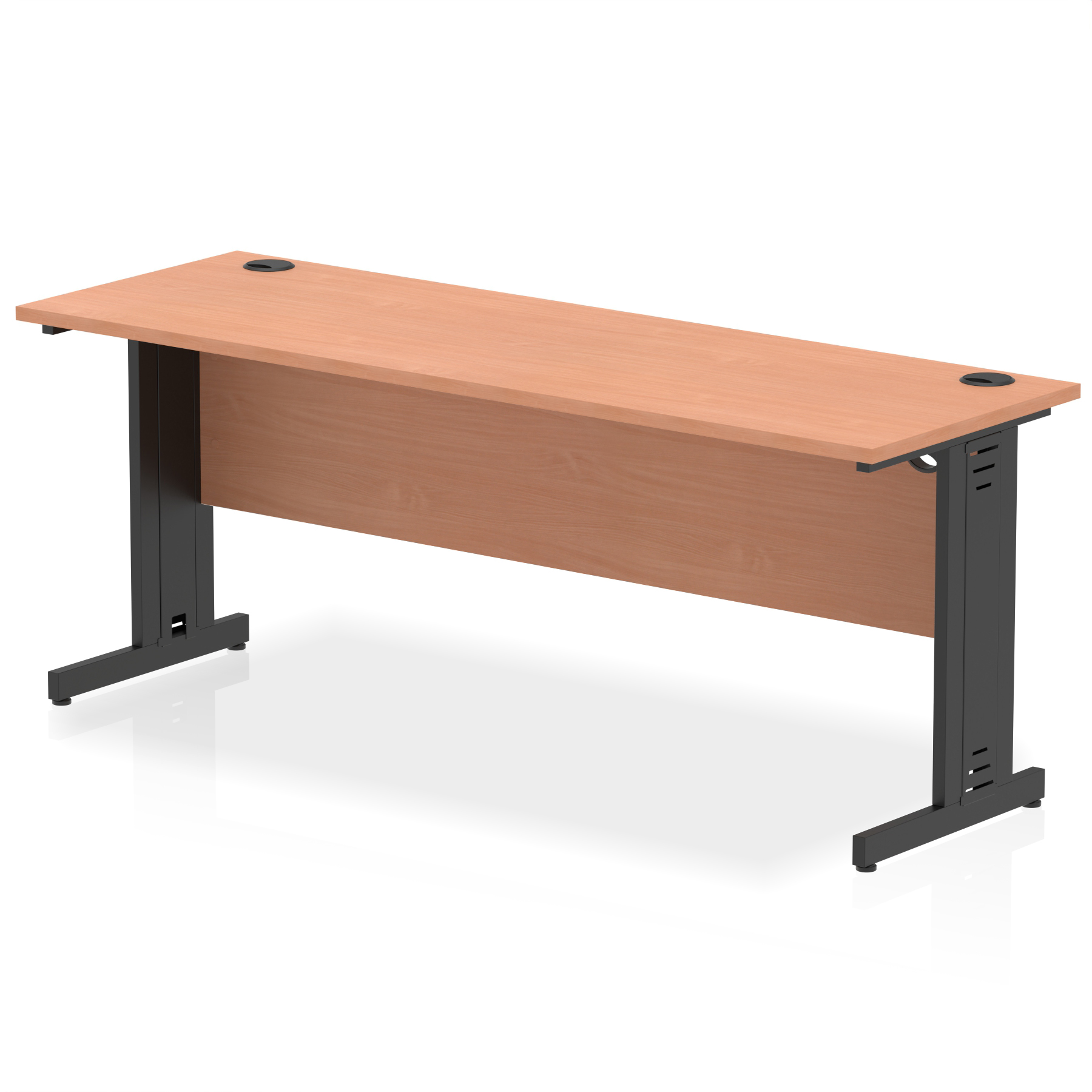 Impulse 1800mm Slimline Desk Cable Managed Leg — Beech / Black Frame