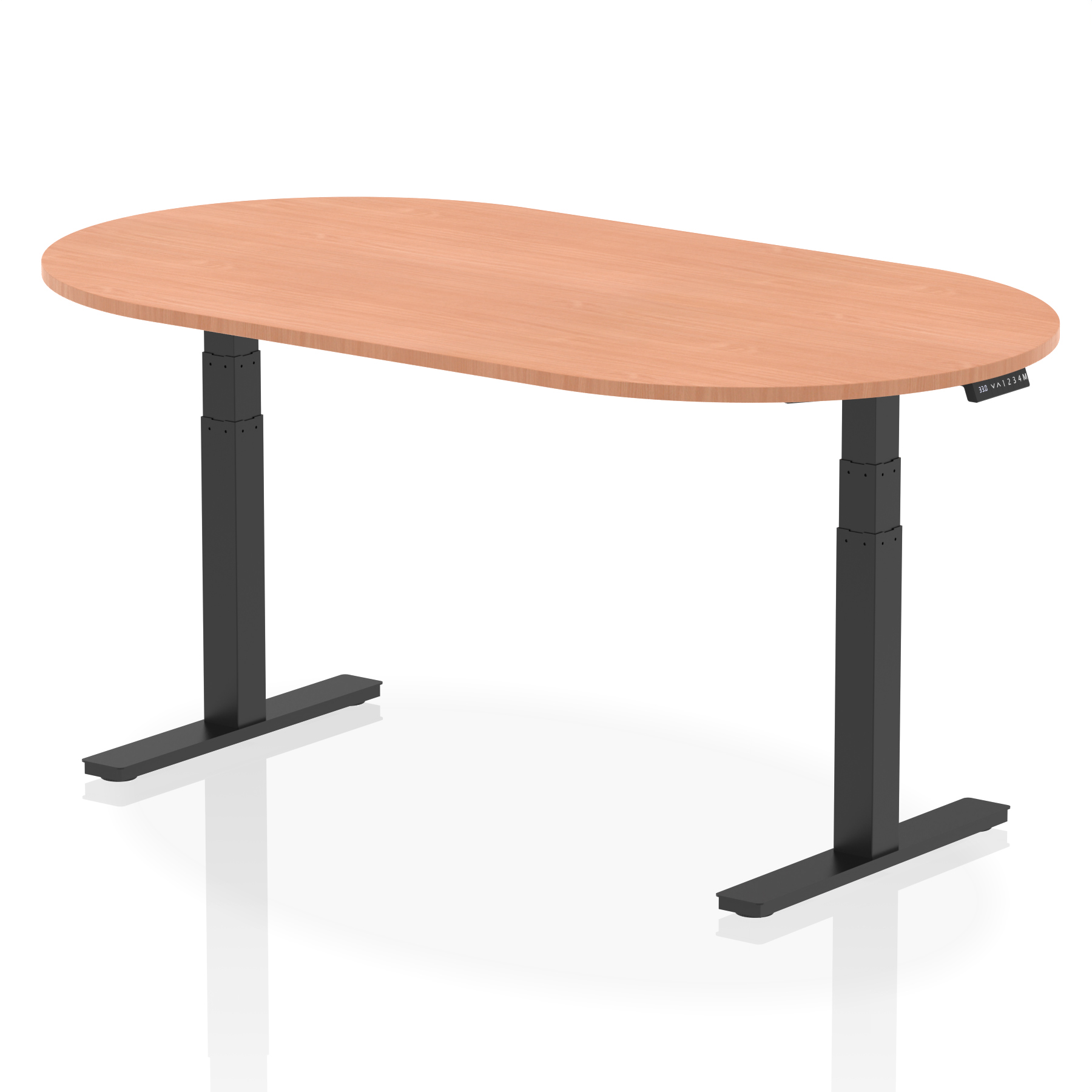 Impulse Height Adjustable Boardroom Table — Beech / Black Frame