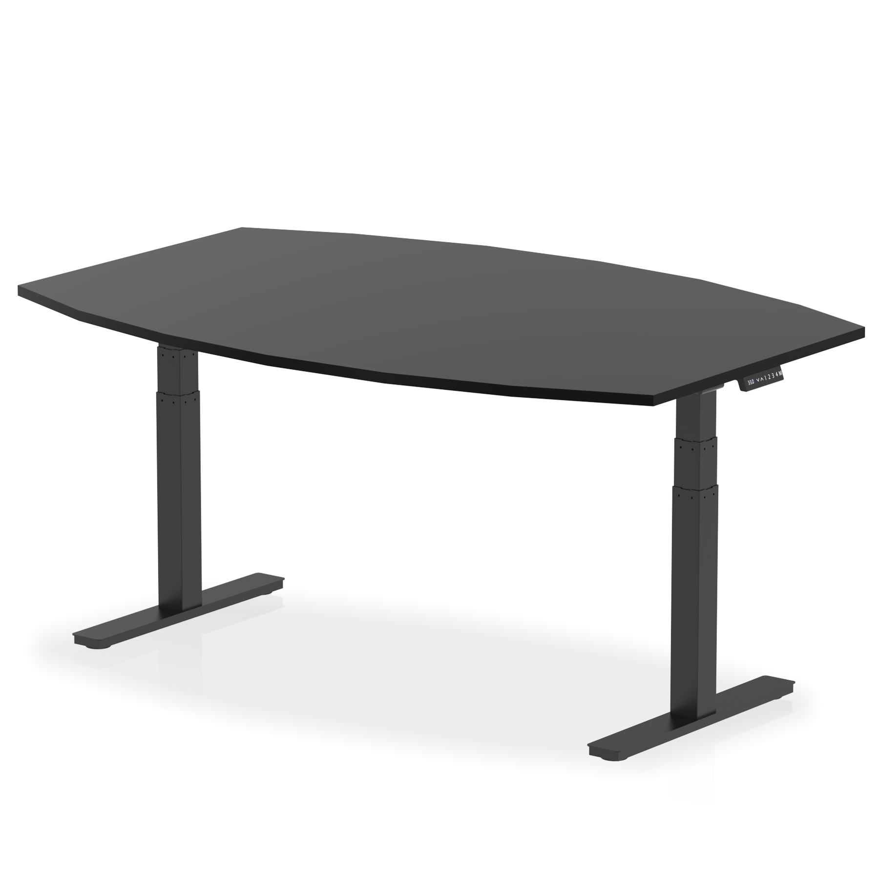 High Gloss Writable Boardroom Table Height Adjustable — Black