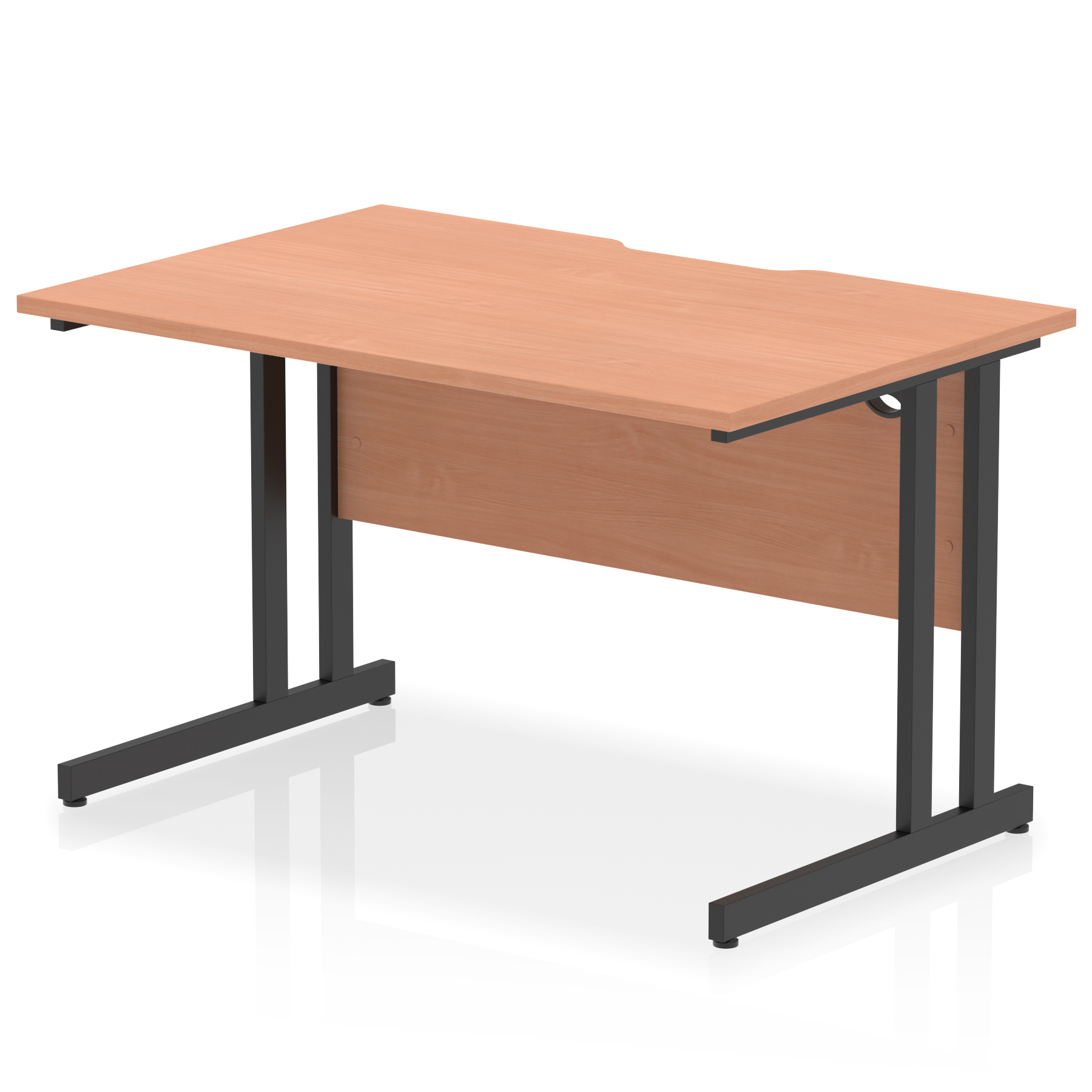 Impulse Scalloped Edge 1200mm Straight Desk Cantilever Leg — Beech / Black Frame