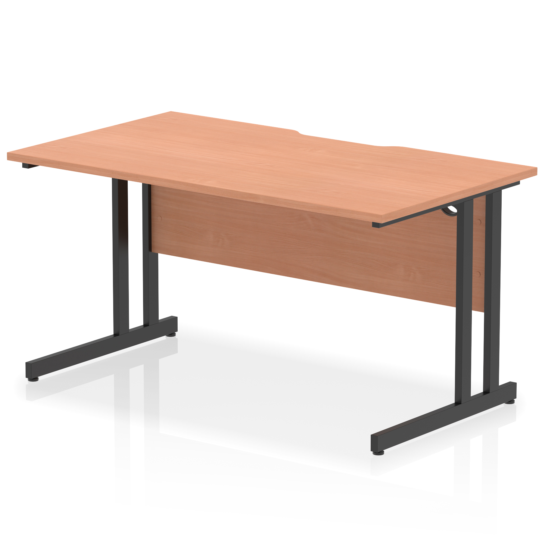 Impulse Scalloped Edge 1400mm Straight Desk Cantilever Leg — Beech / Black Frame