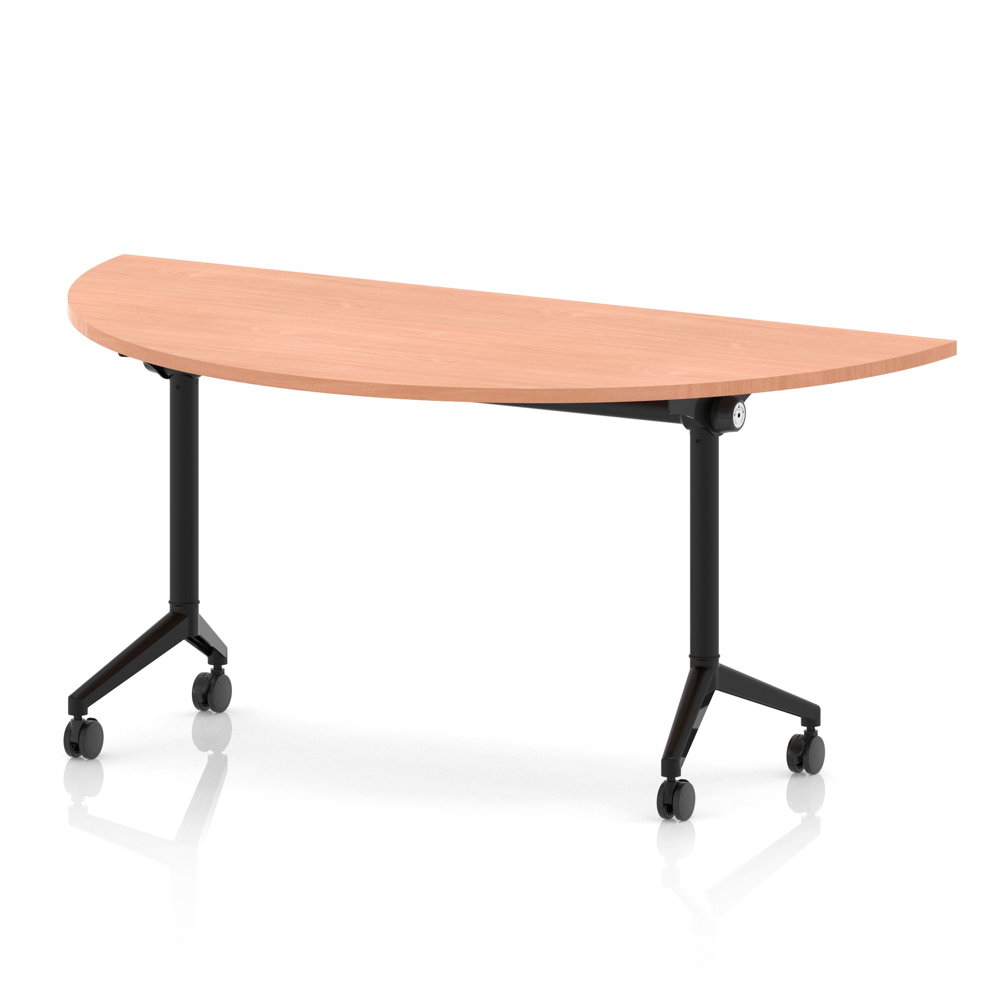 Impulse Plus Flip Top 1600mm Semi-Circle Table — Beech / Black Frame