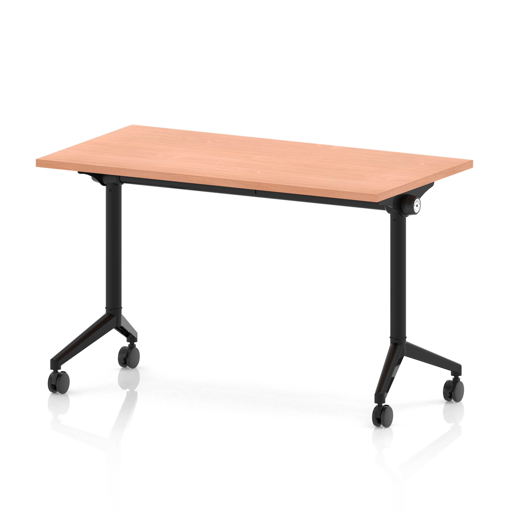 Impulse Plus Slimline Flip Top Rectangular Table — Beech / Black Frame